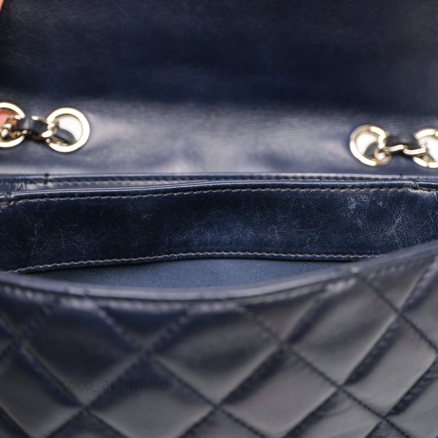 Chanel Quilted Accordion Flap Bag Navy Lambskin Sliver Hardware