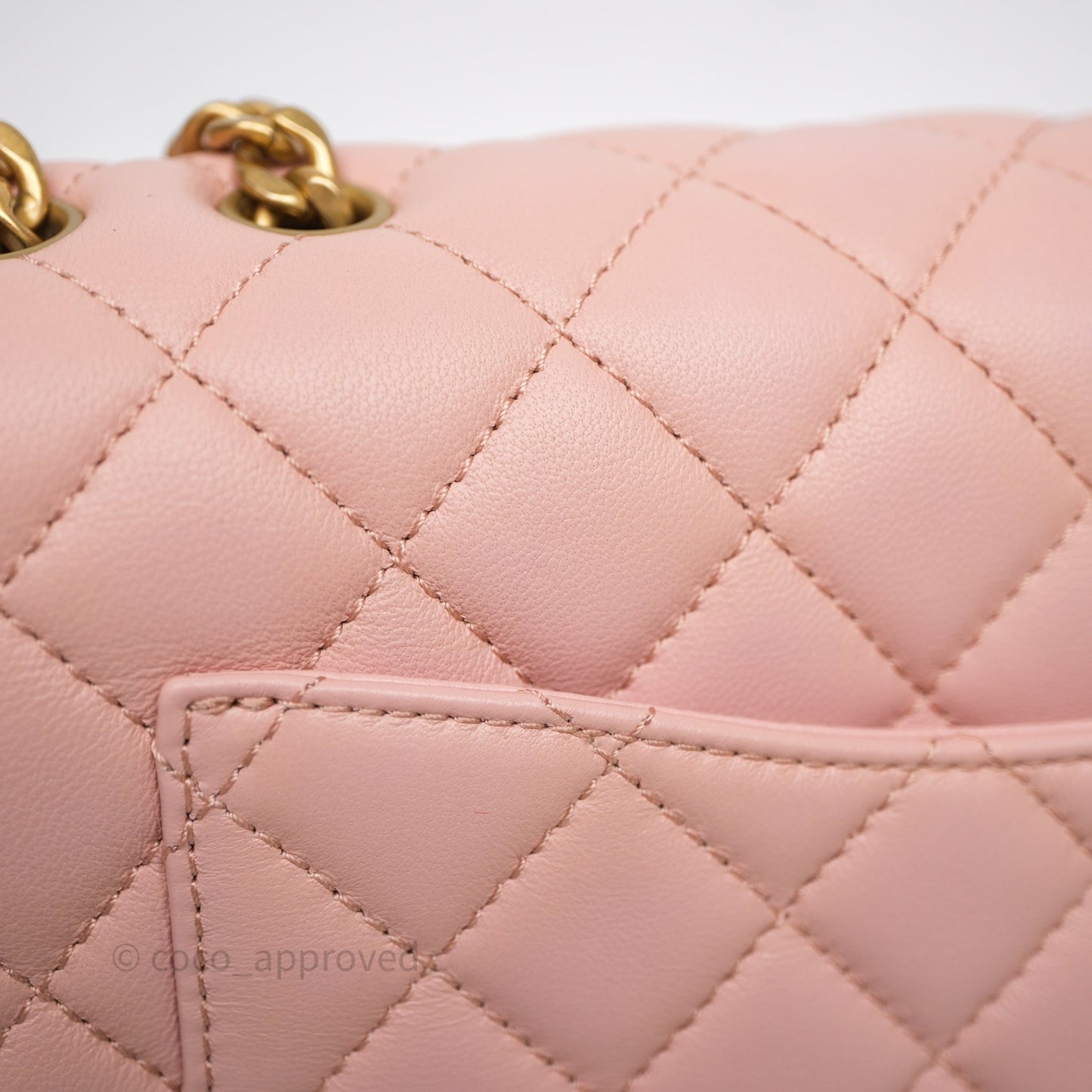 Chanel Quilted Flap Bag With Camellia Adjustable Lambskin Pink Aged Gold Hardware