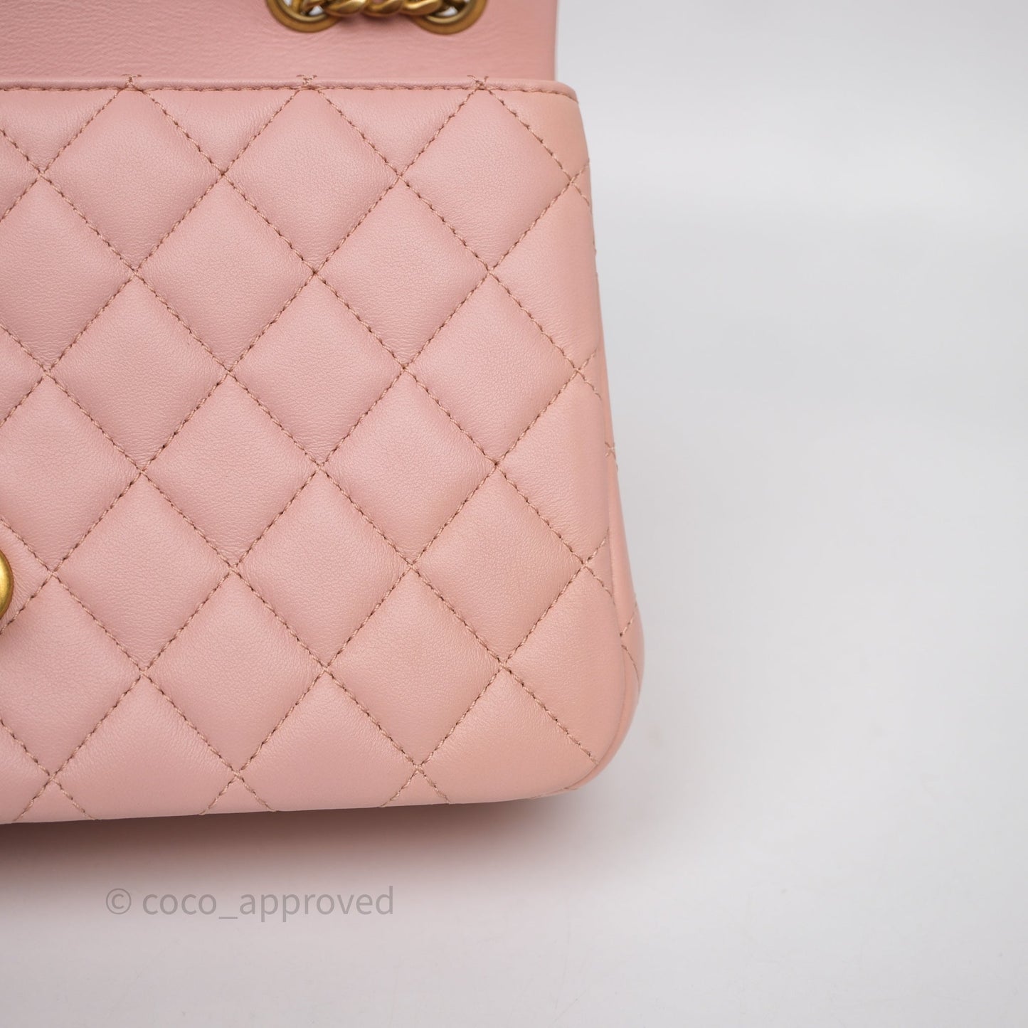 Chanel Quilted Flap Bag With Camellia Adjustable Lambskin Pink Aged Gold Hardware