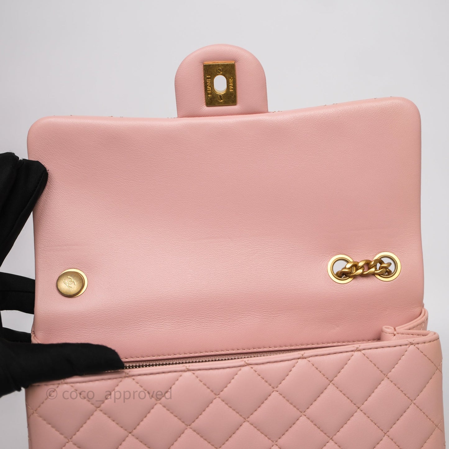 Chanel Quilted Flap Bag With Camellia Adjustable Lambskin Pink Aged Gold Hardware