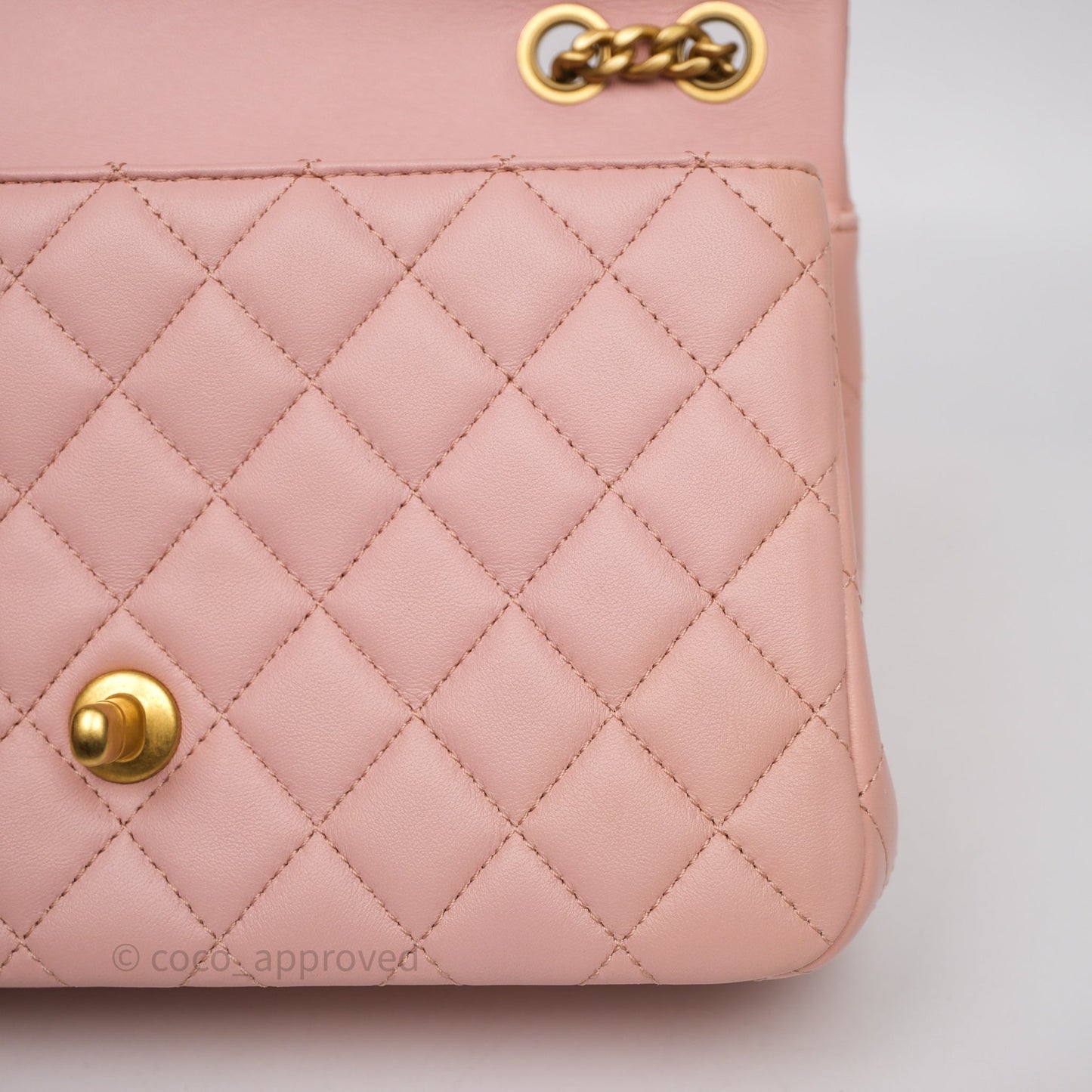 Chanel Quilted Flap Bag With Camellia Adjustable Lambskin Pink Aged Gold Hardware