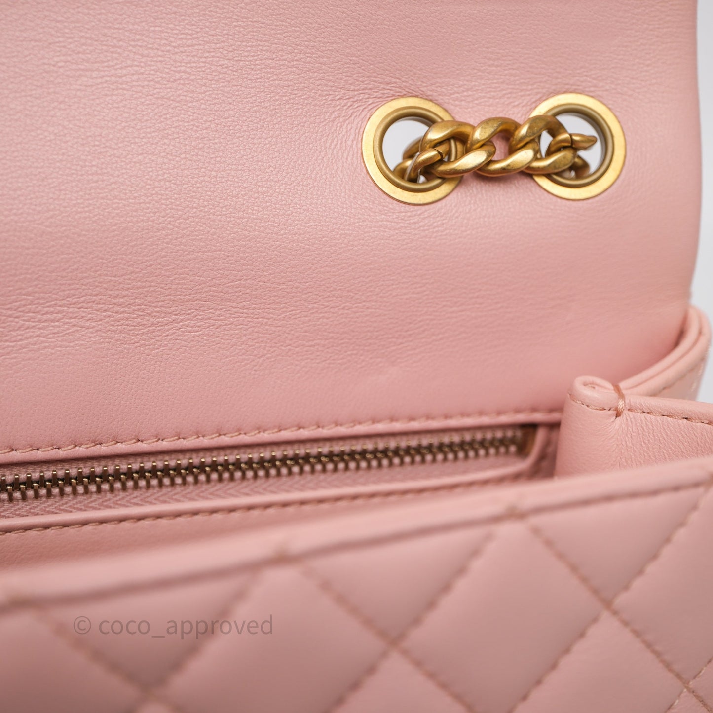 Chanel Quilted Flap Bag With Camellia Adjustable Lambskin Pink Aged Gold Hardware