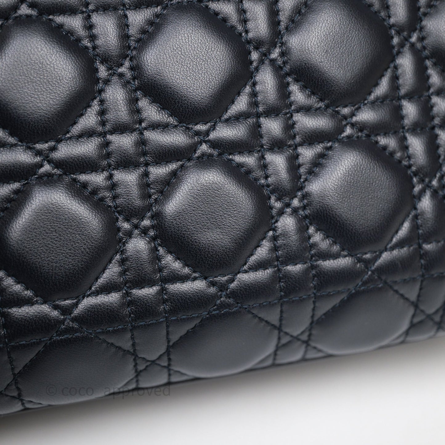 Christian Dior Medium Lady Dior Navy Lambskin Gold Hardware