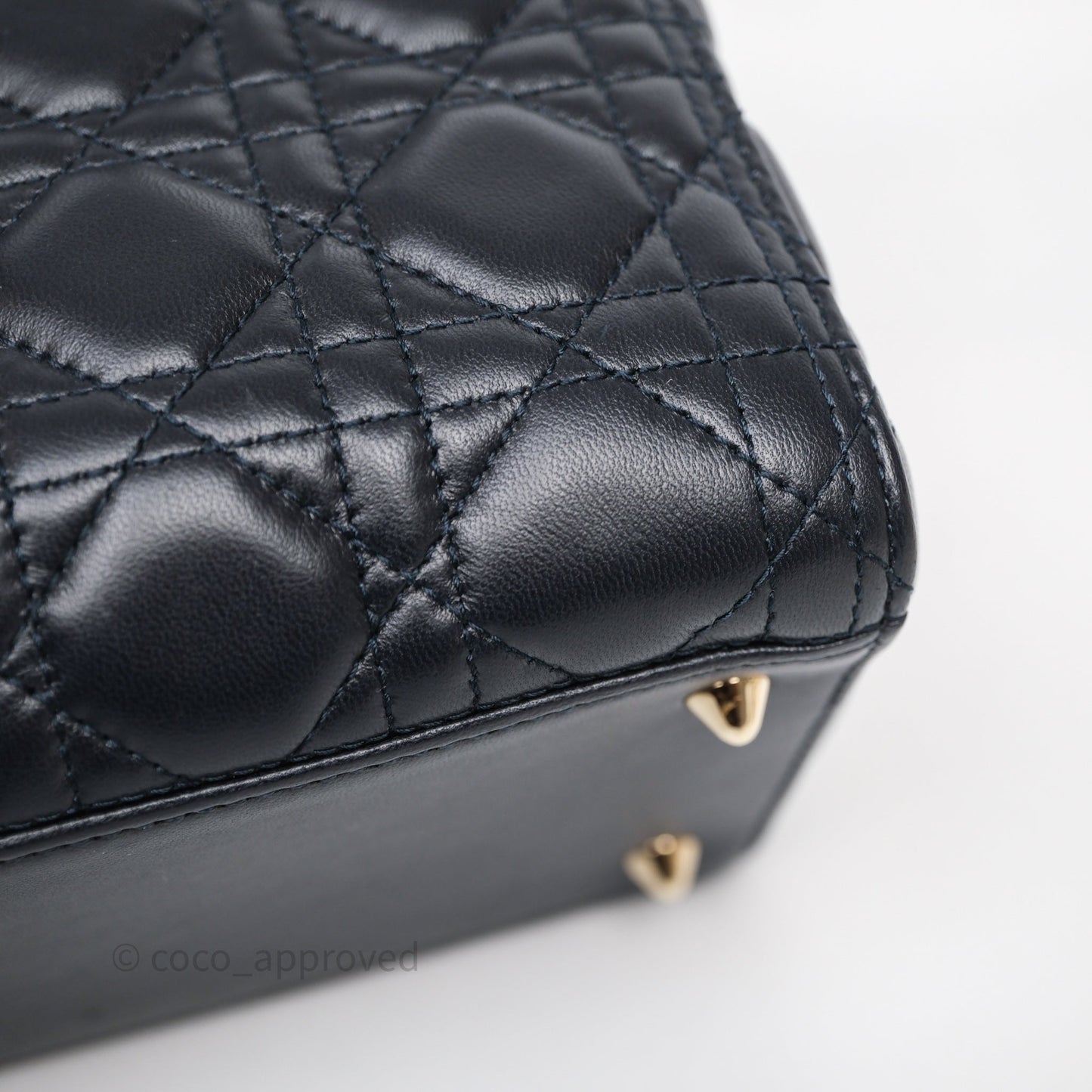 Christian Dior Medium Lady Dior Navy Lambskin Gold Hardware