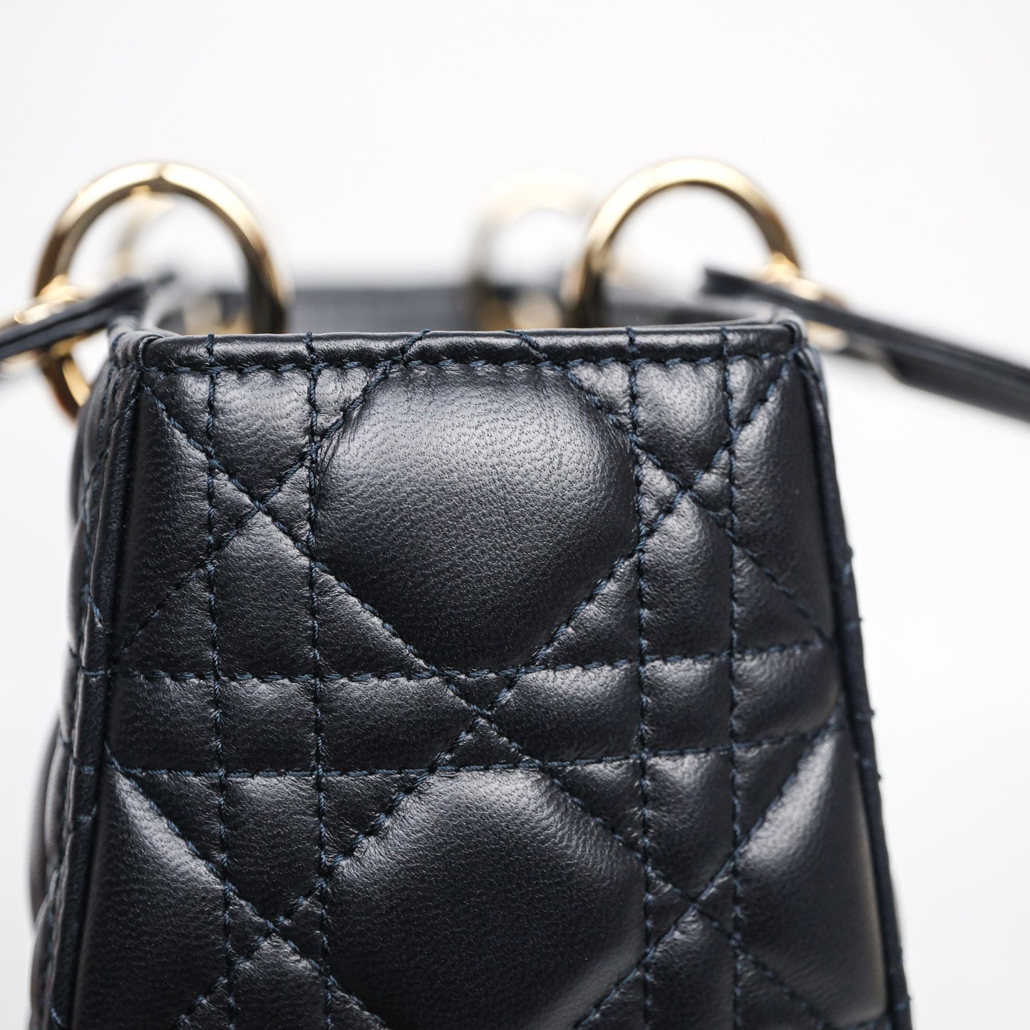 Christian Dior Medium Lady Dior Navy Lambskin Gold Hardware