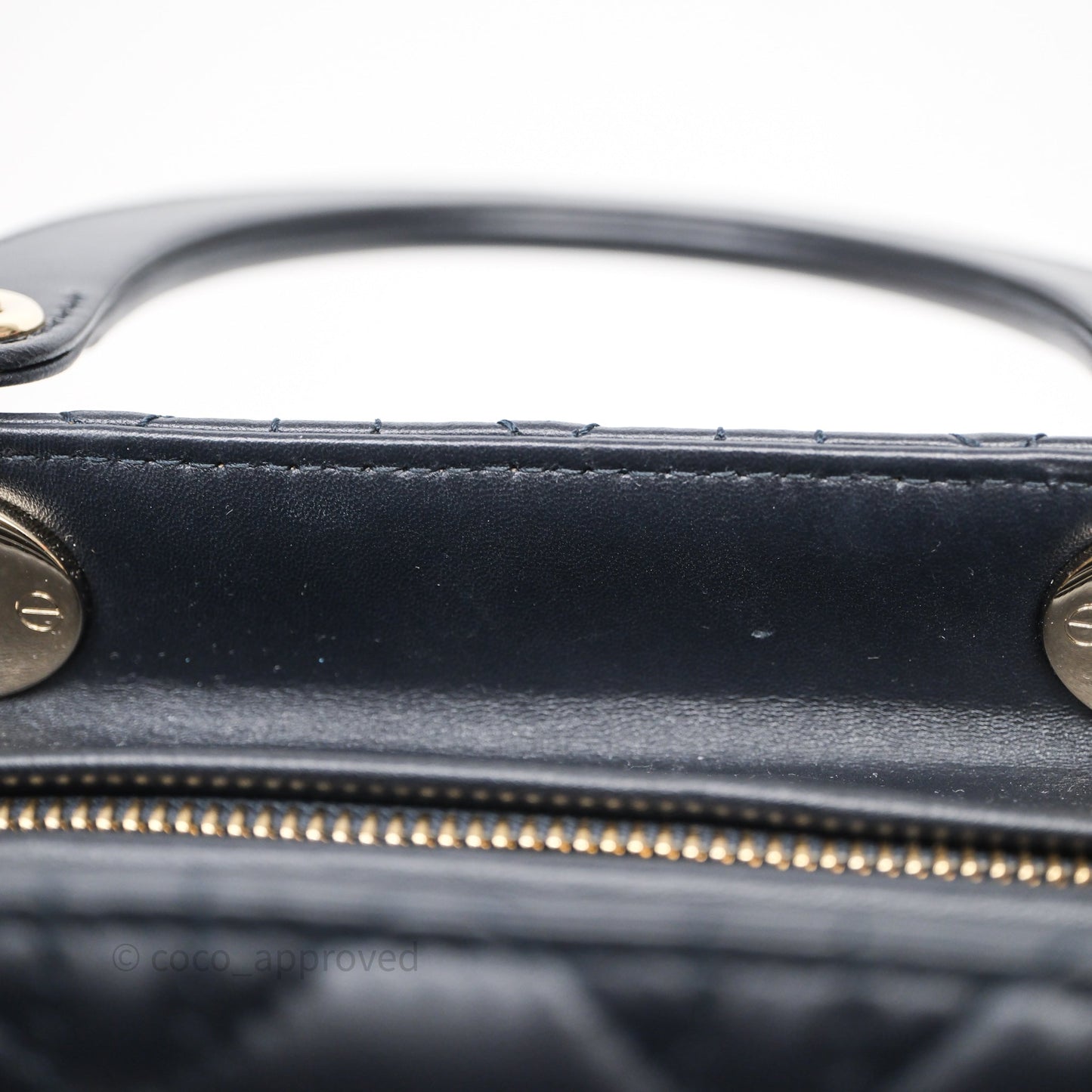 Christian Dior Medium Lady Dior Navy Lambskin Gold Hardware