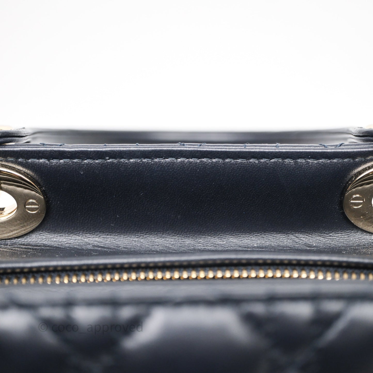 Christian Dior Medium Lady Dior Navy Lambskin Gold Hardware