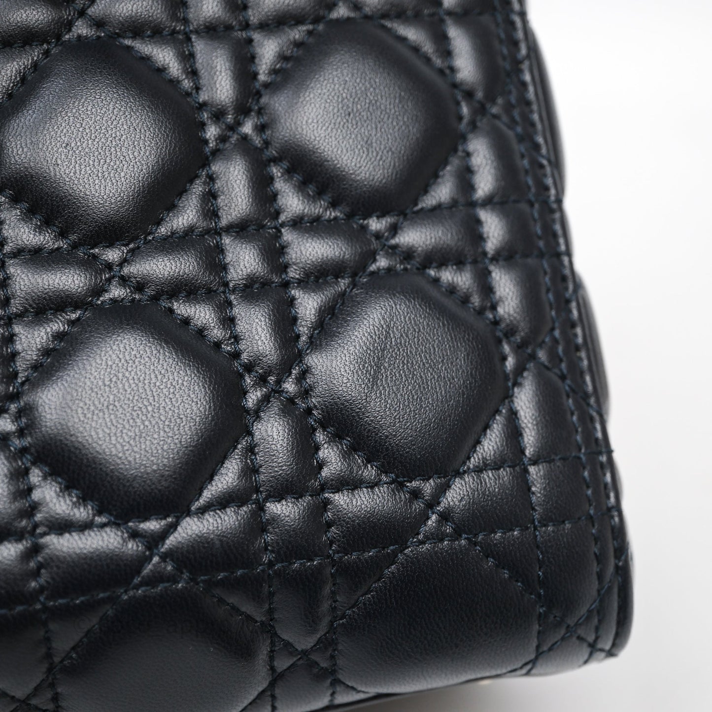 Christian Dior Medium Lady Dior Navy Lambskin Gold Hardware