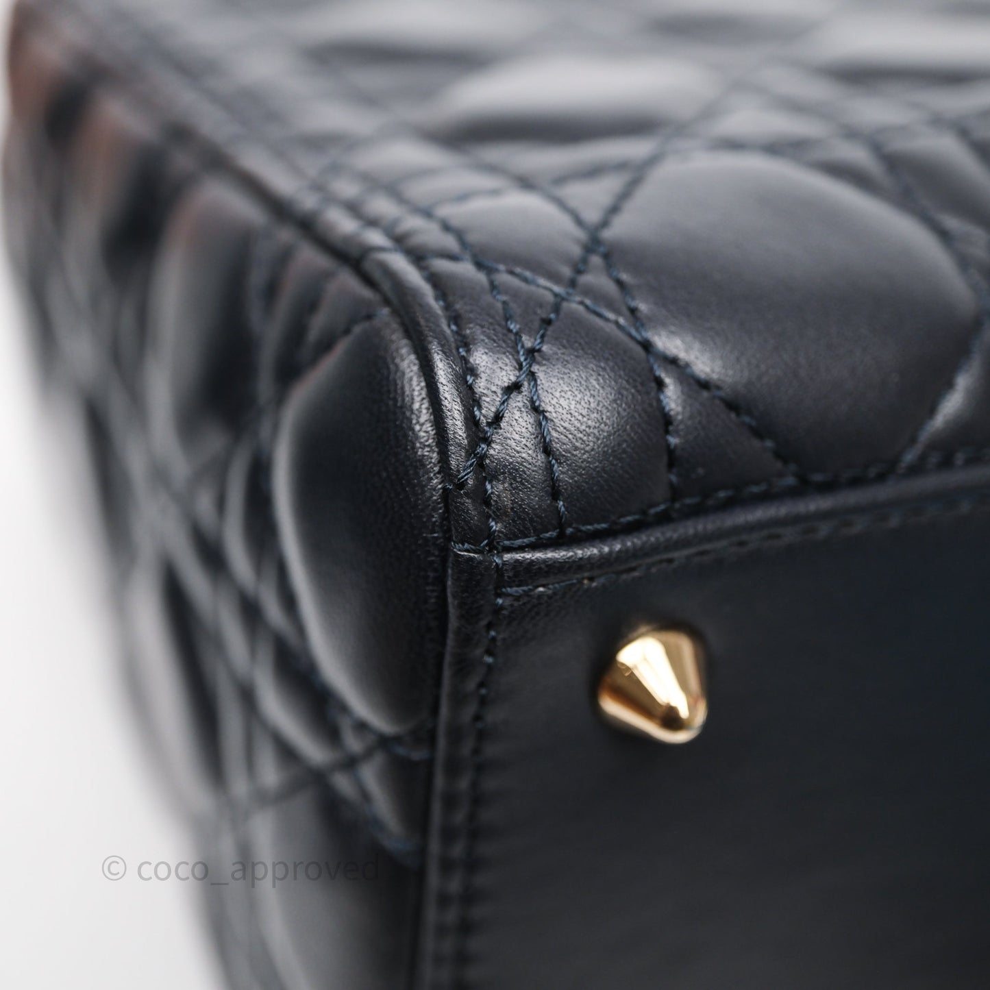 Christian Dior Medium Lady Dior Navy Lambskin Gold Hardware
