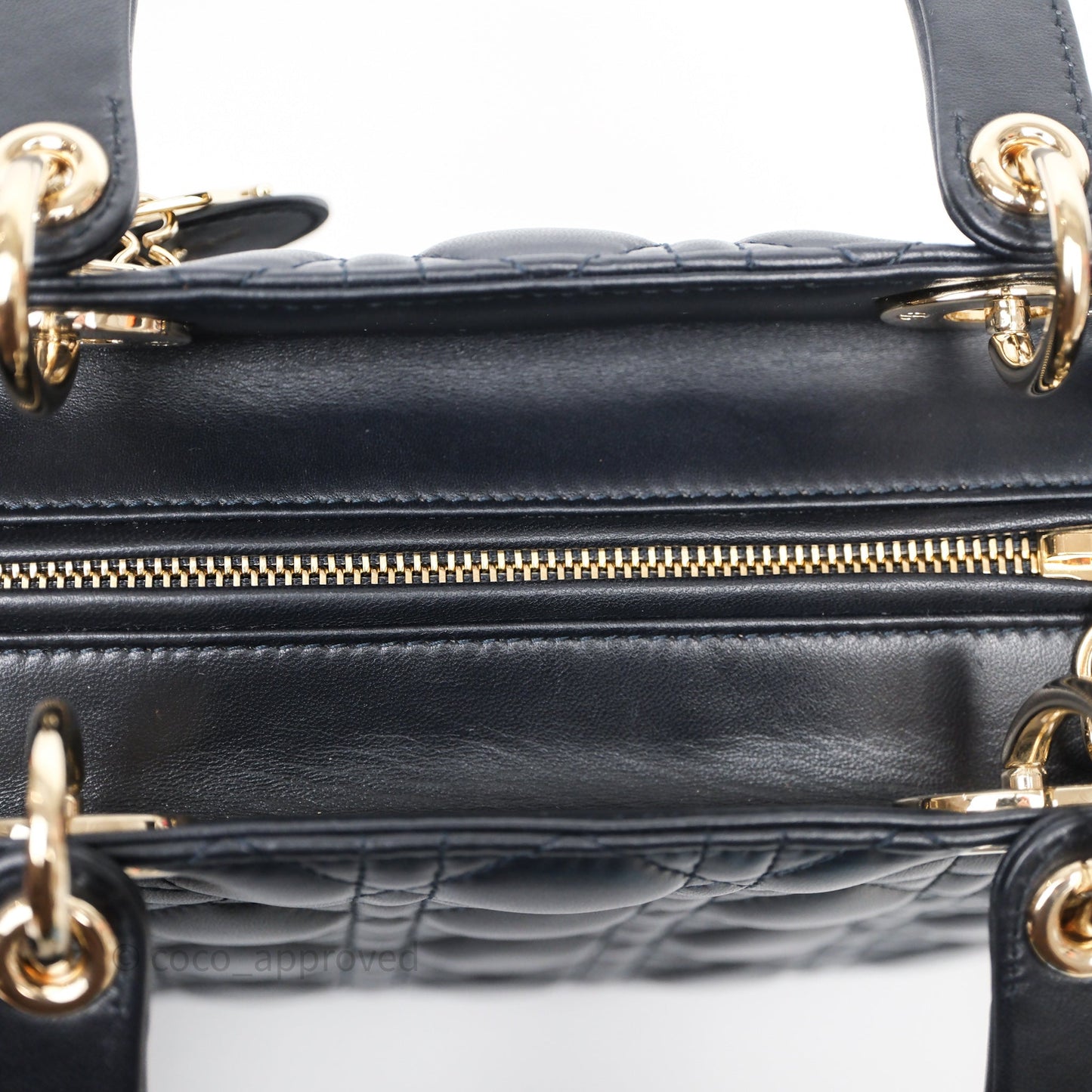 Christian Dior Medium Lady Dior Navy Lambskin Gold Hardware
