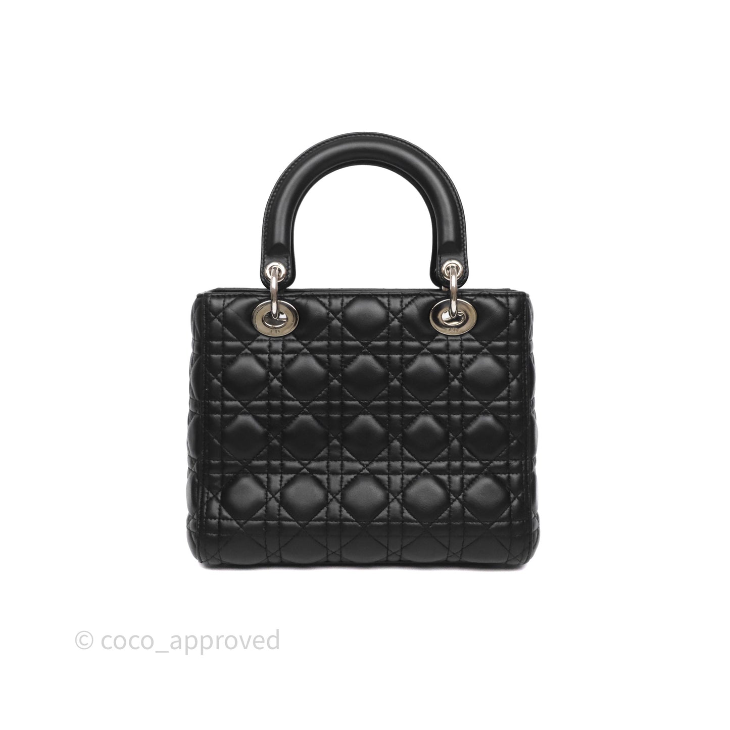 Christian Dior Medium Lady Dior Black Lambskin Silver Hardware
