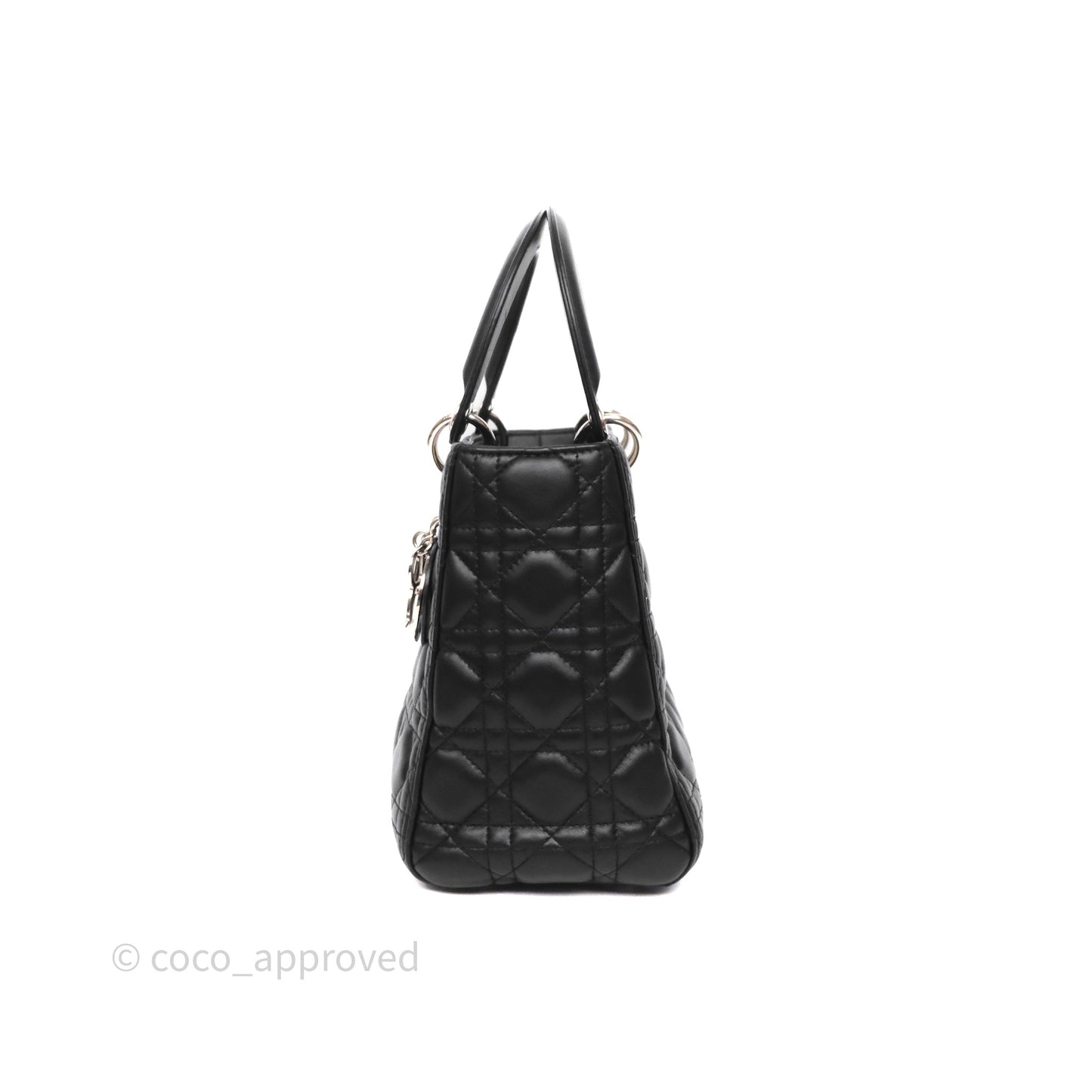 Christian Dior Medium Lady Dior Black Lambskin Silver Hardware