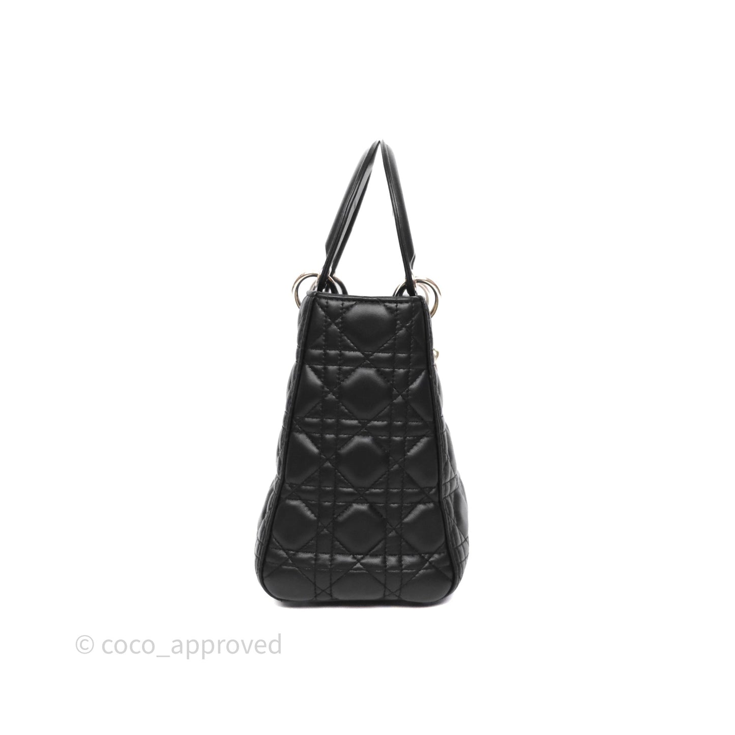 Christian Dior Medium Lady Dior Black Lambskin Silver Hardware