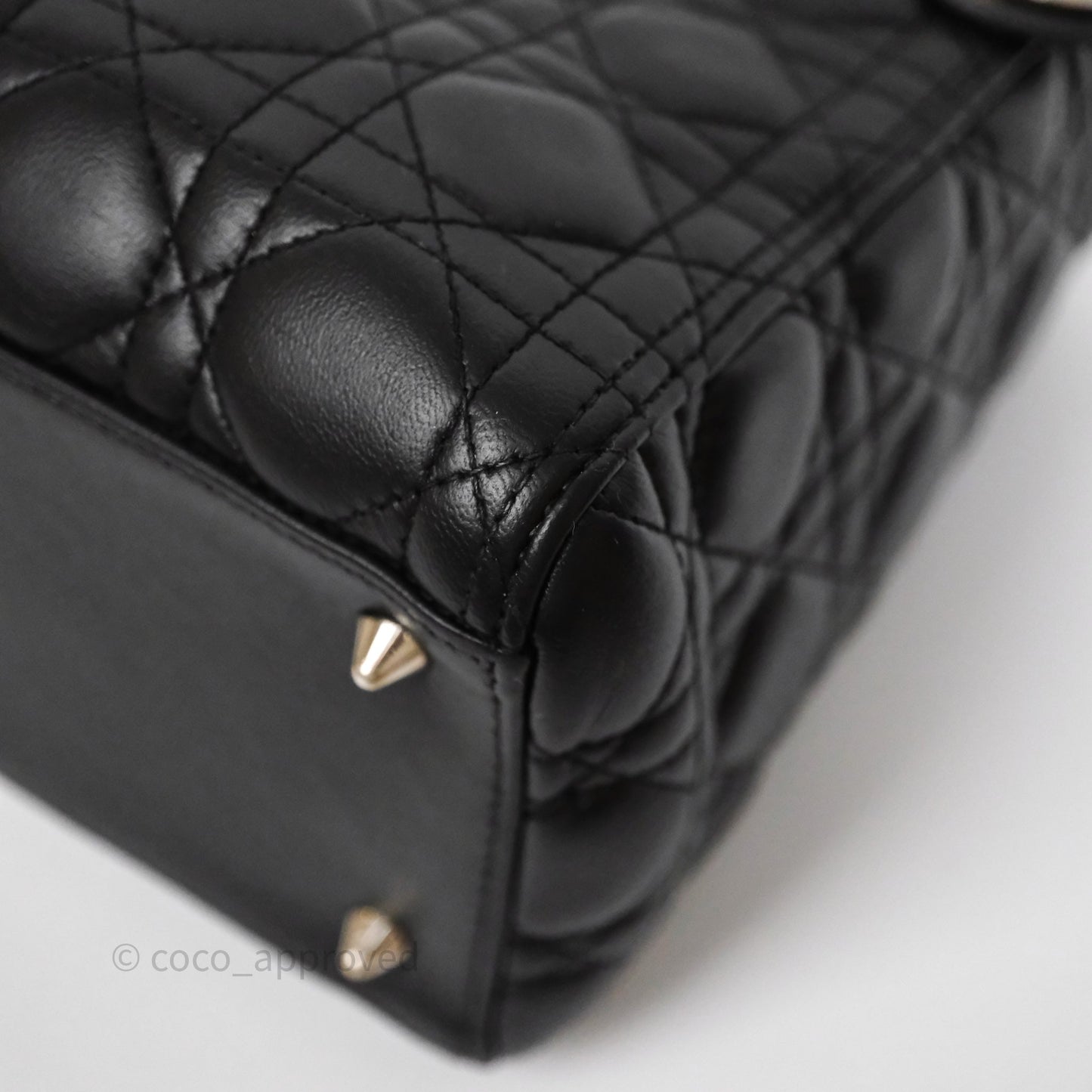 Christian Dior Medium Lady Dior Black Lambskin Silver Hardware