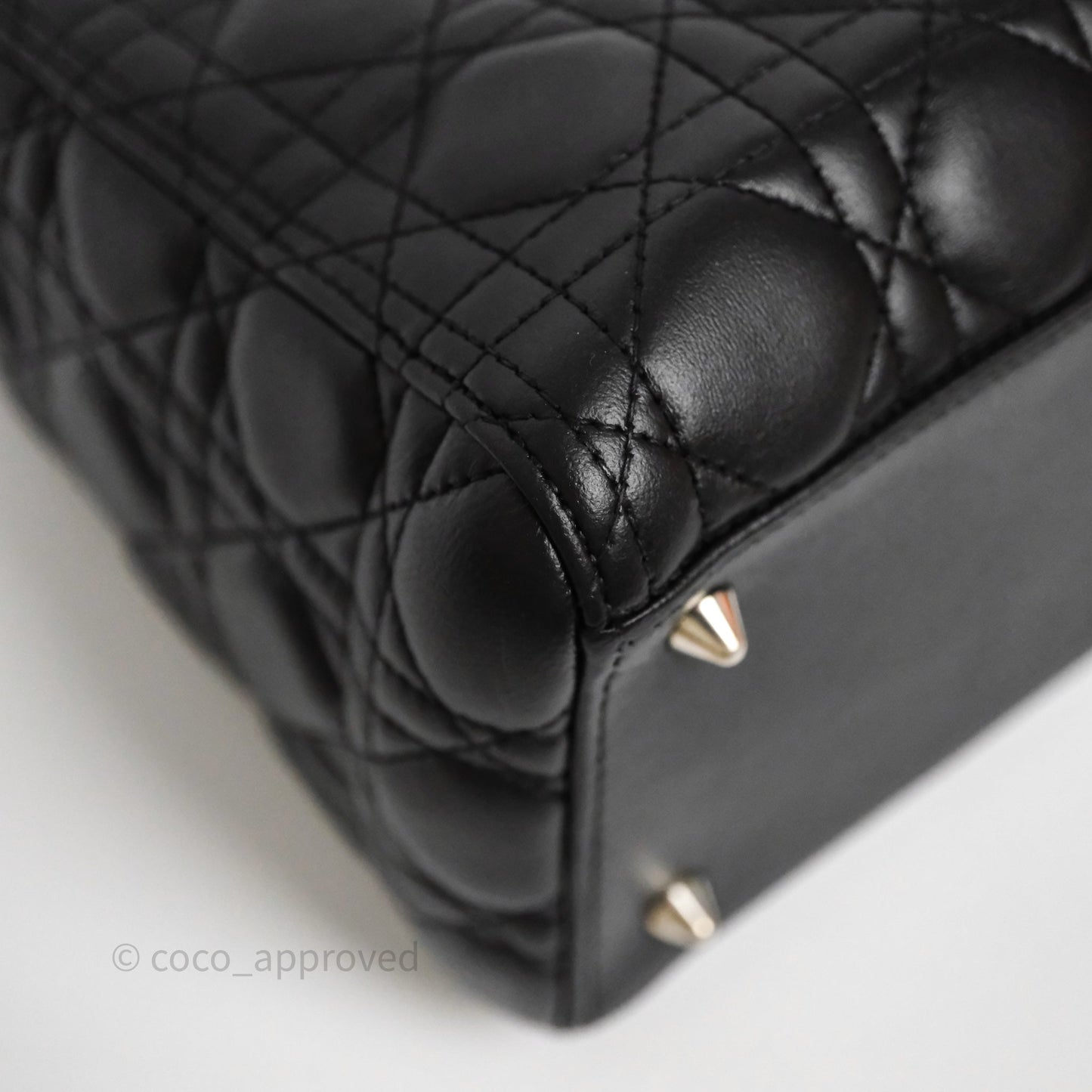 Christian Dior Medium Lady Dior Black Lambskin Silver Hardware