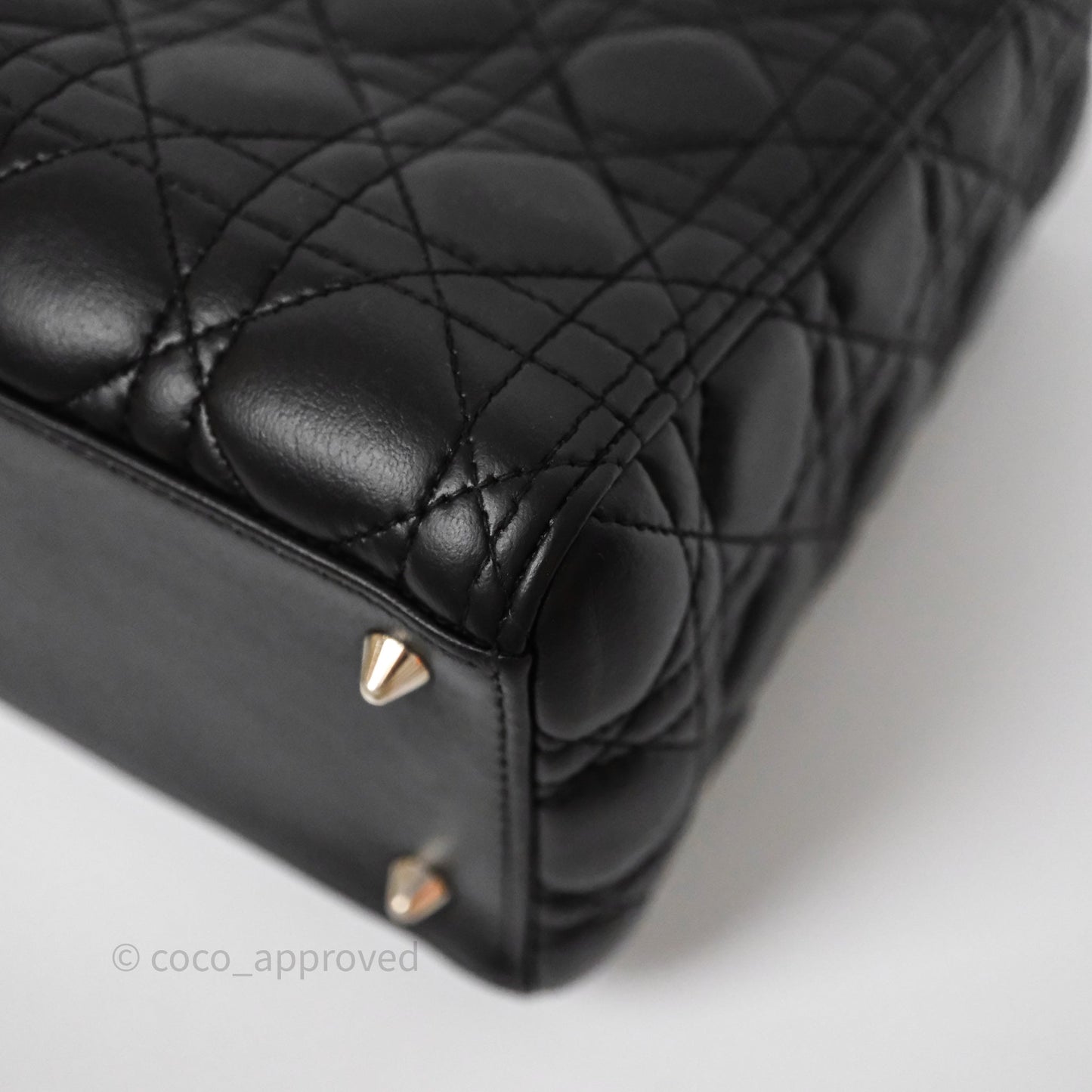 Christian Dior Medium Lady Dior Black Lambskin Silver Hardware