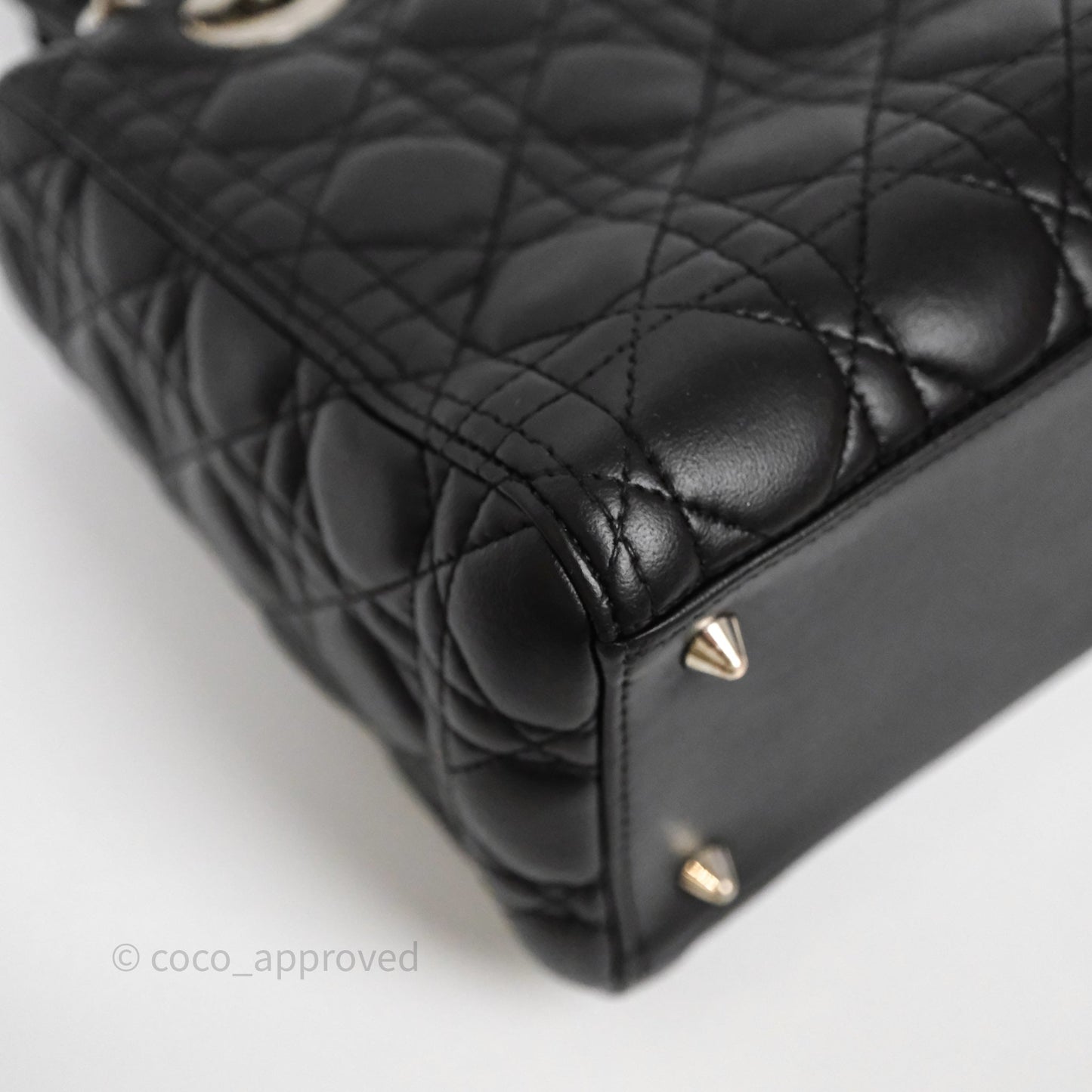 Christian Dior Medium Lady Dior Black Lambskin Silver Hardware