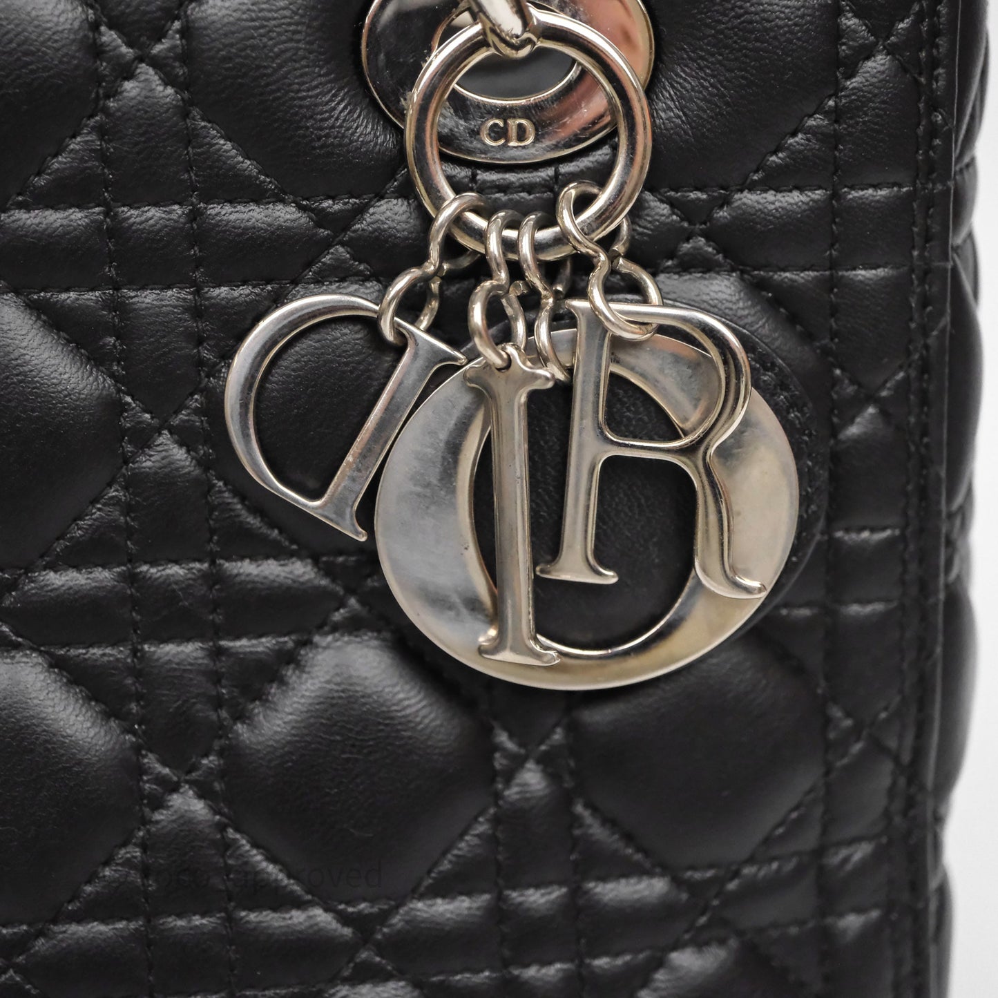 Christian Dior Medium Lady Dior Black Lambskin Silver Hardware