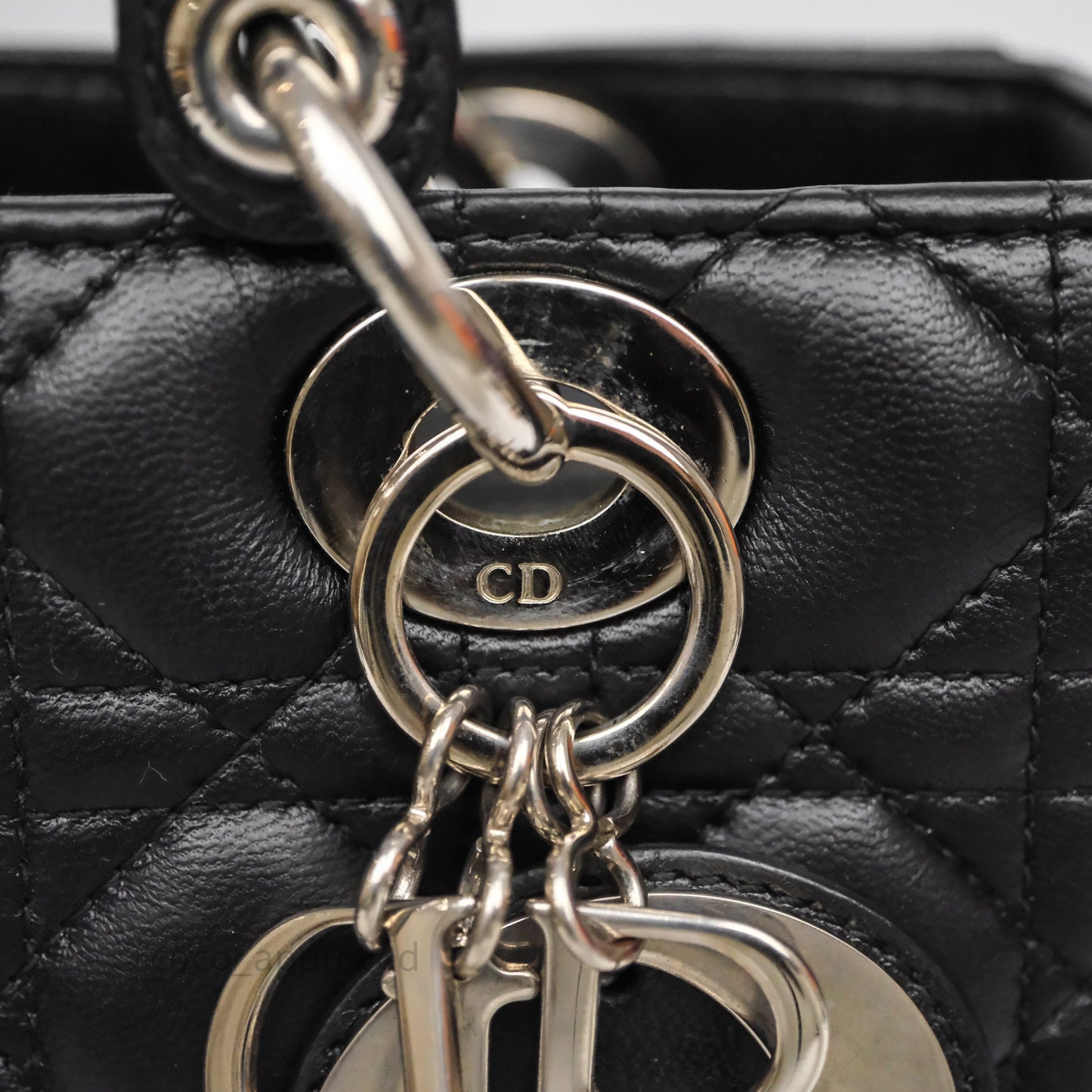Christian Dior Medium Lady Dior Black Lambskin Silver Hardware