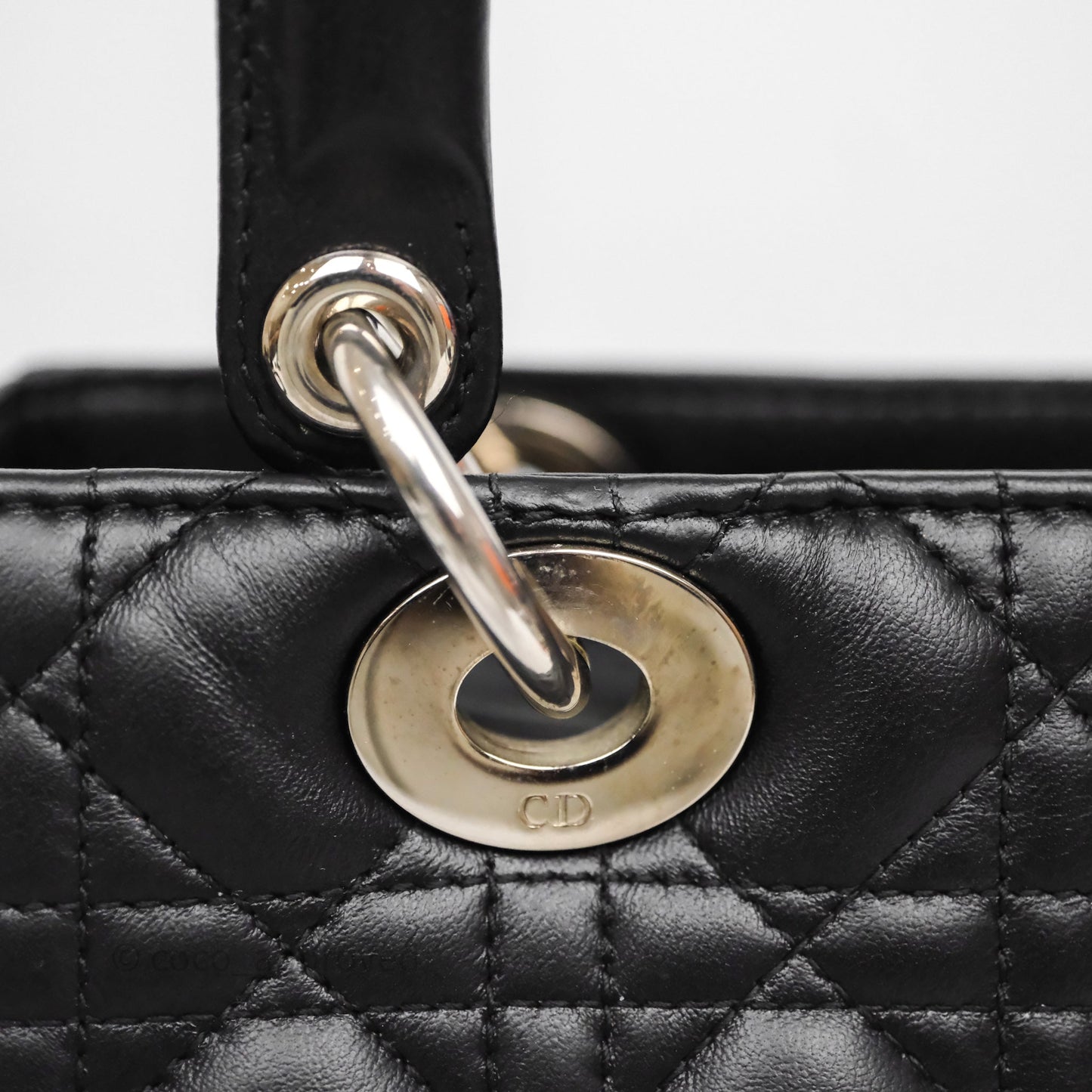 Christian Dior Medium Lady Dior Black Lambskin Silver Hardware