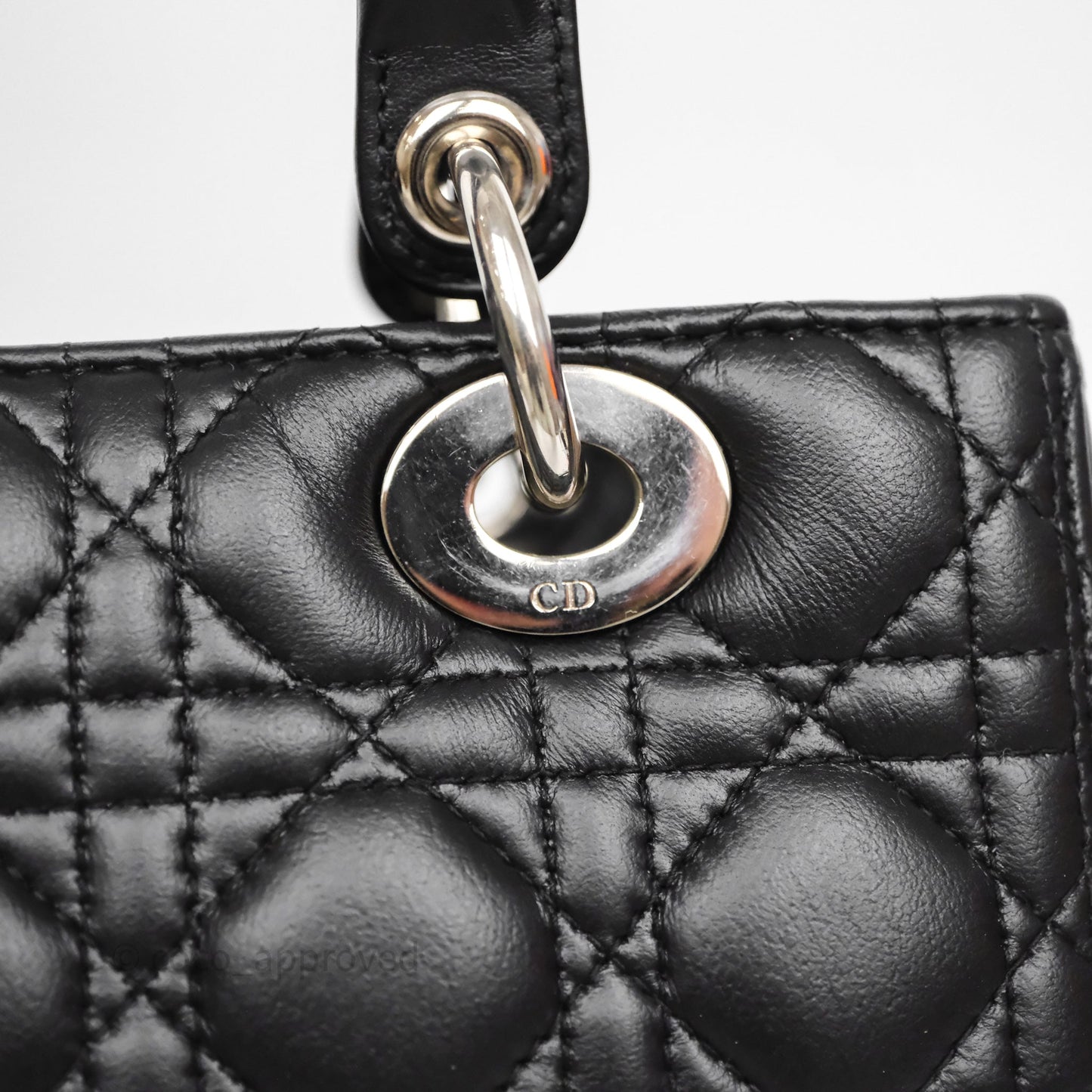 Christian Dior Medium Lady Dior Black Lambskin Silver Hardware