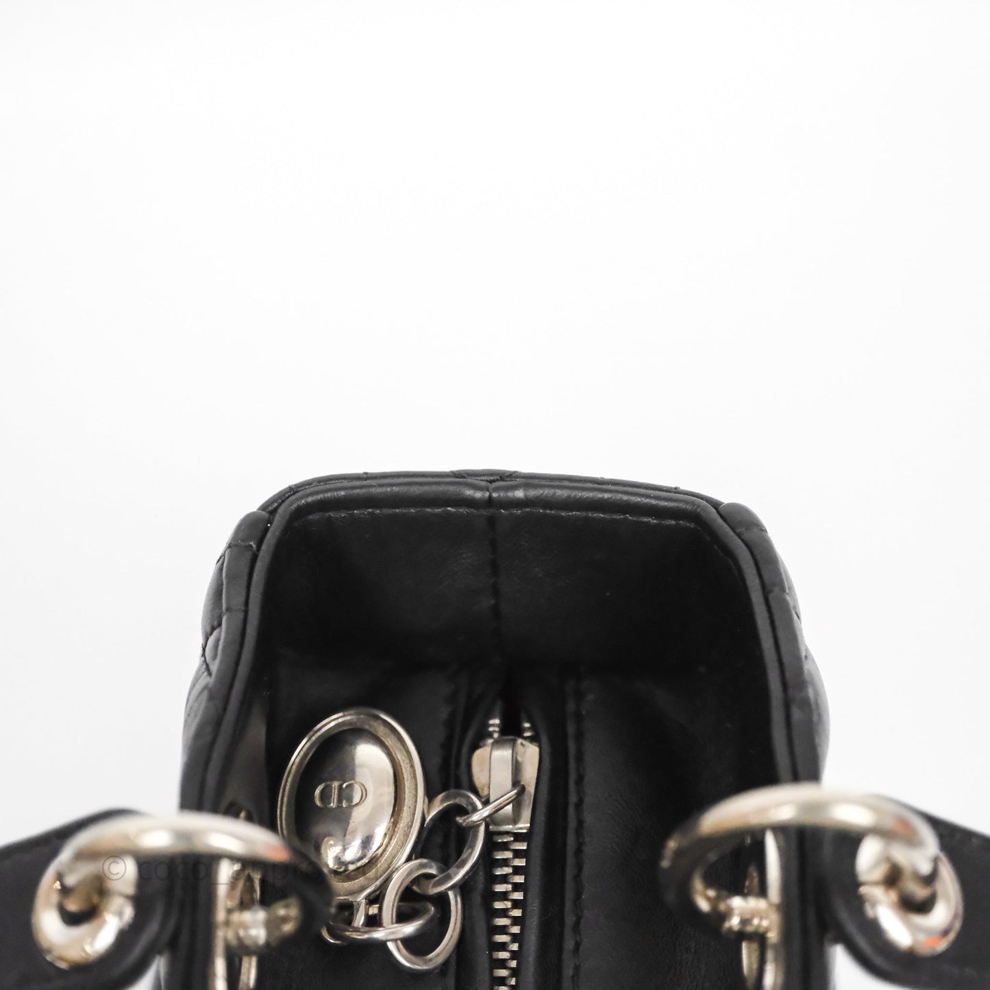 Christian Dior Medium Lady Dior Black Lambskin Silver Hardware
