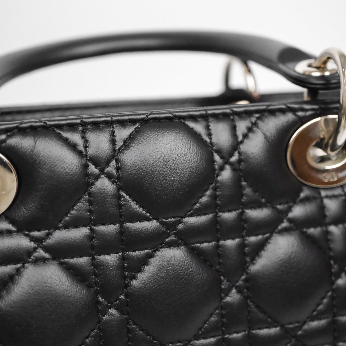 Christian Dior Medium Lady Dior Black Lambskin Silver Hardware