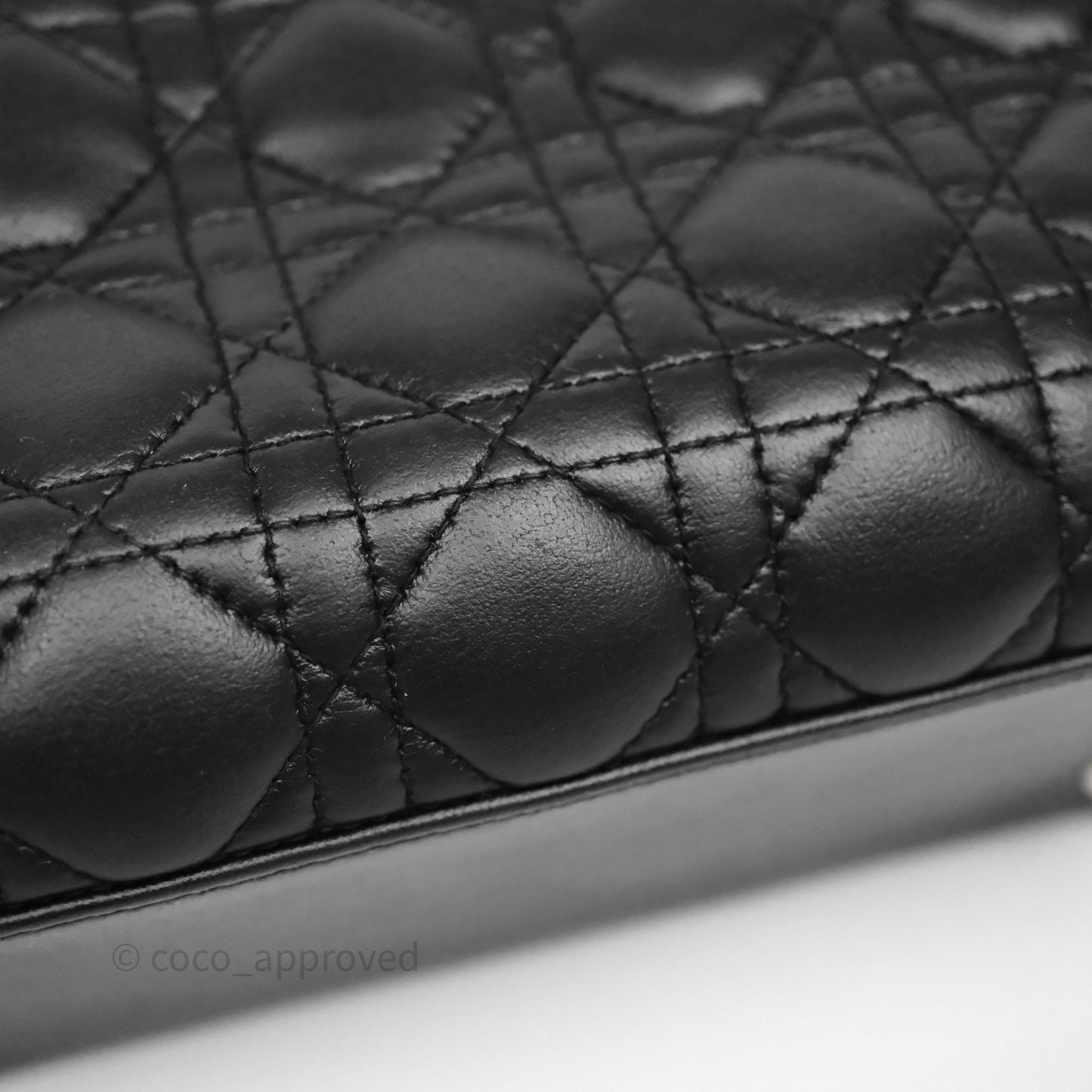 Christian Dior Medium Lady Dior Black Lambskin Silver Hardware
