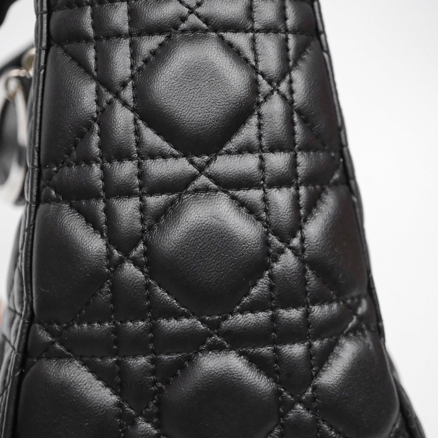 Christian Dior Medium Lady Dior Black Lambskin Silver Hardware