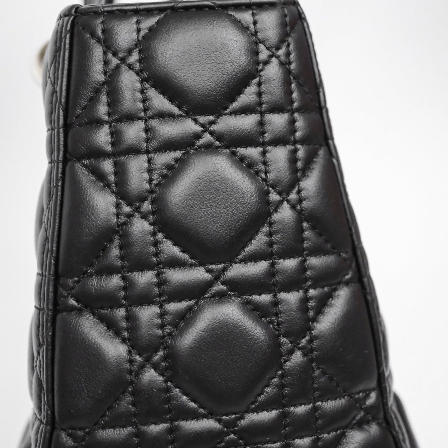 Christian Dior Medium Lady Dior Black Lambskin Silver Hardware