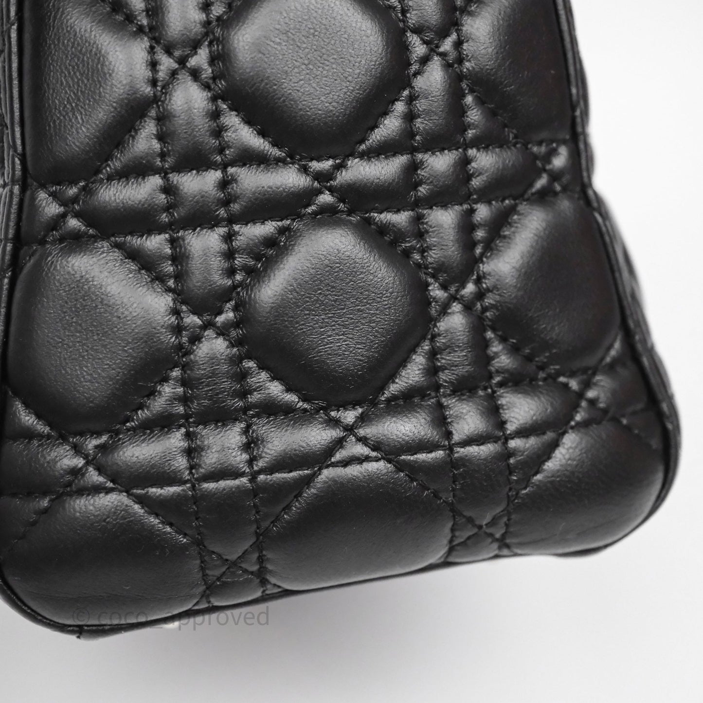 Christian Dior Medium Lady Dior Black Lambskin Silver Hardware