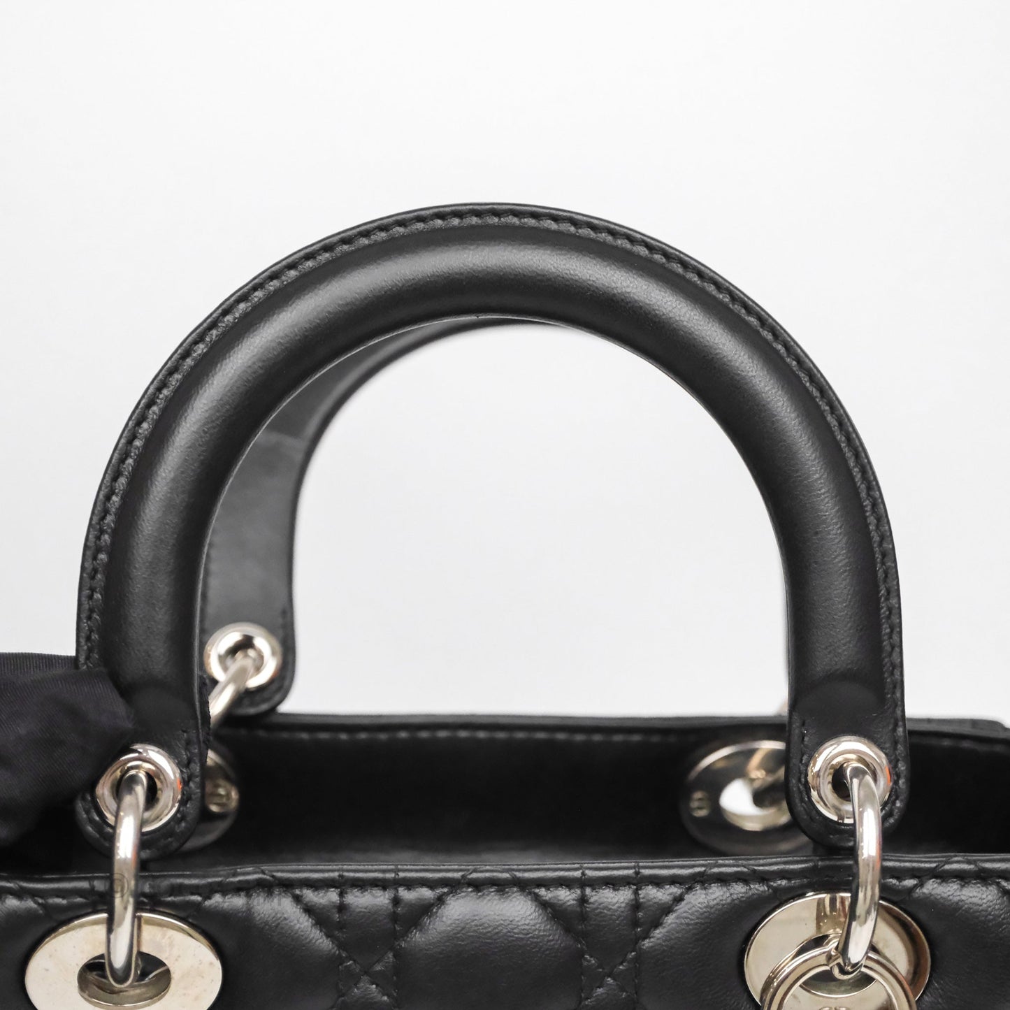 Christian Dior Medium Lady Dior Black Lambskin Silver Hardware