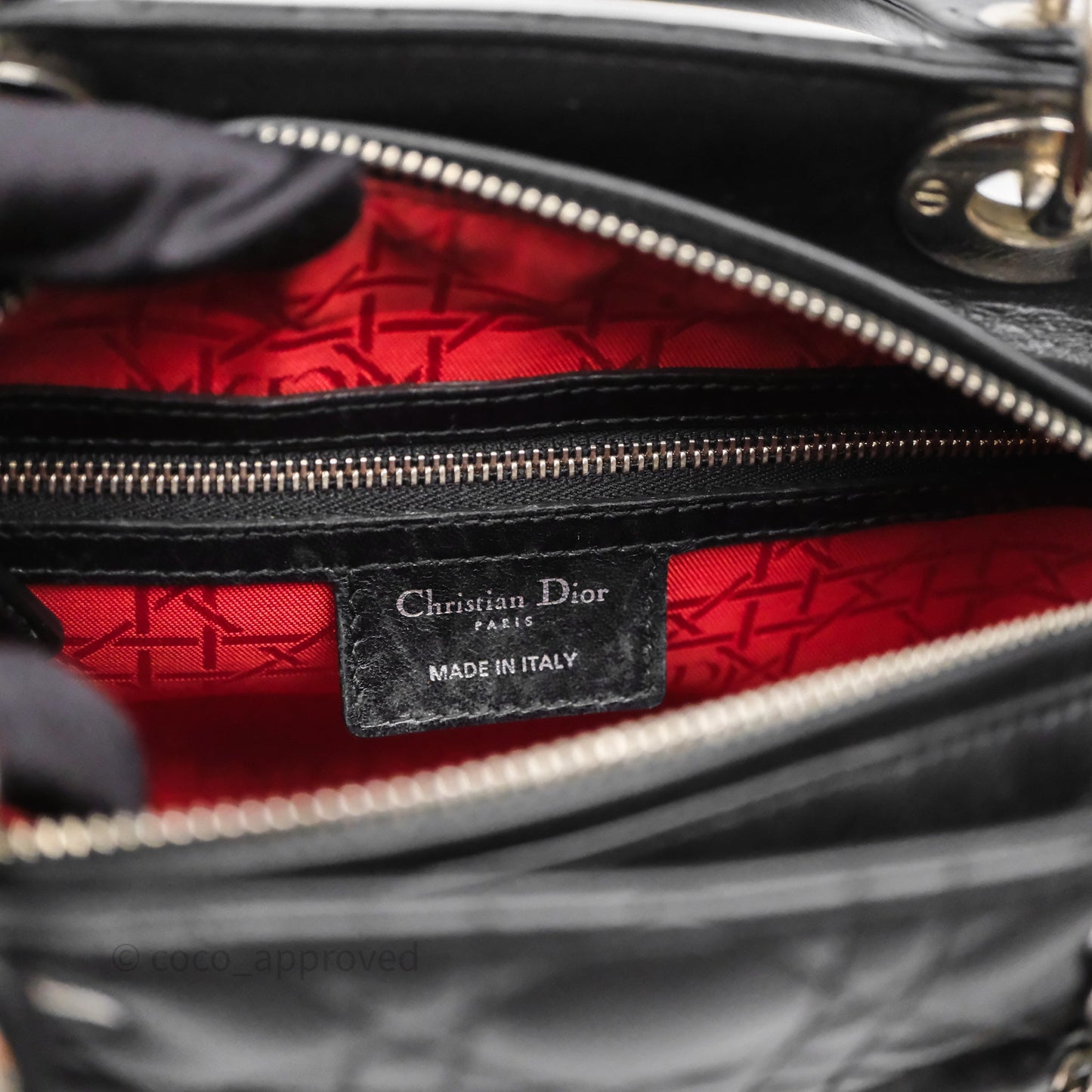 Christian Dior Medium Lady Dior Black Lambskin Silver Hardware
