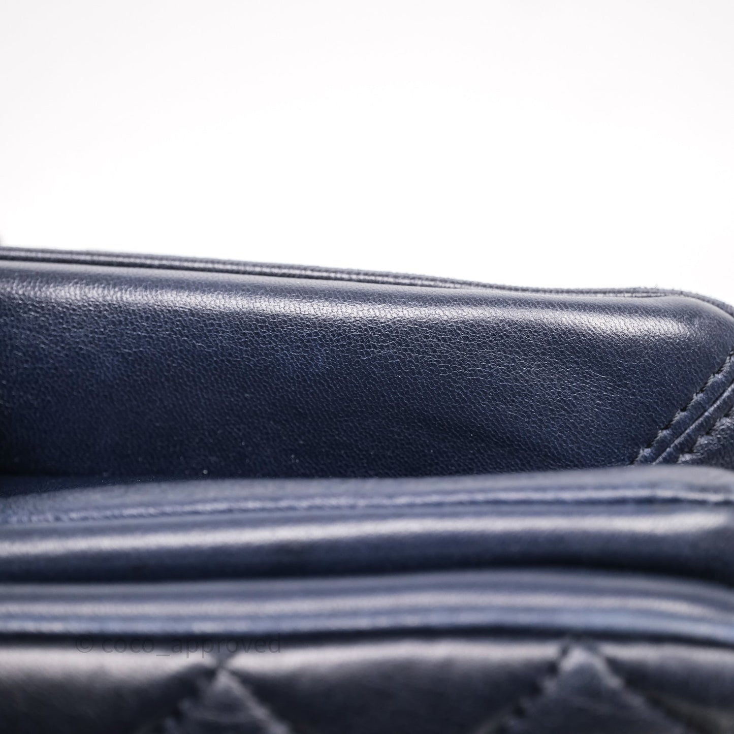 Chanel Quilted Accordion Flap Bag Navy Lambskin Sliver Hardware
