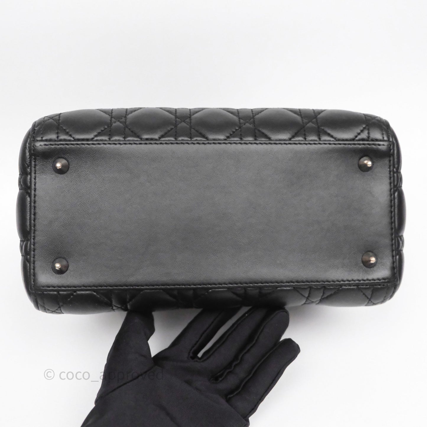 Christian Dior Medium Lady Dior Black Lambskin Silver Hardware