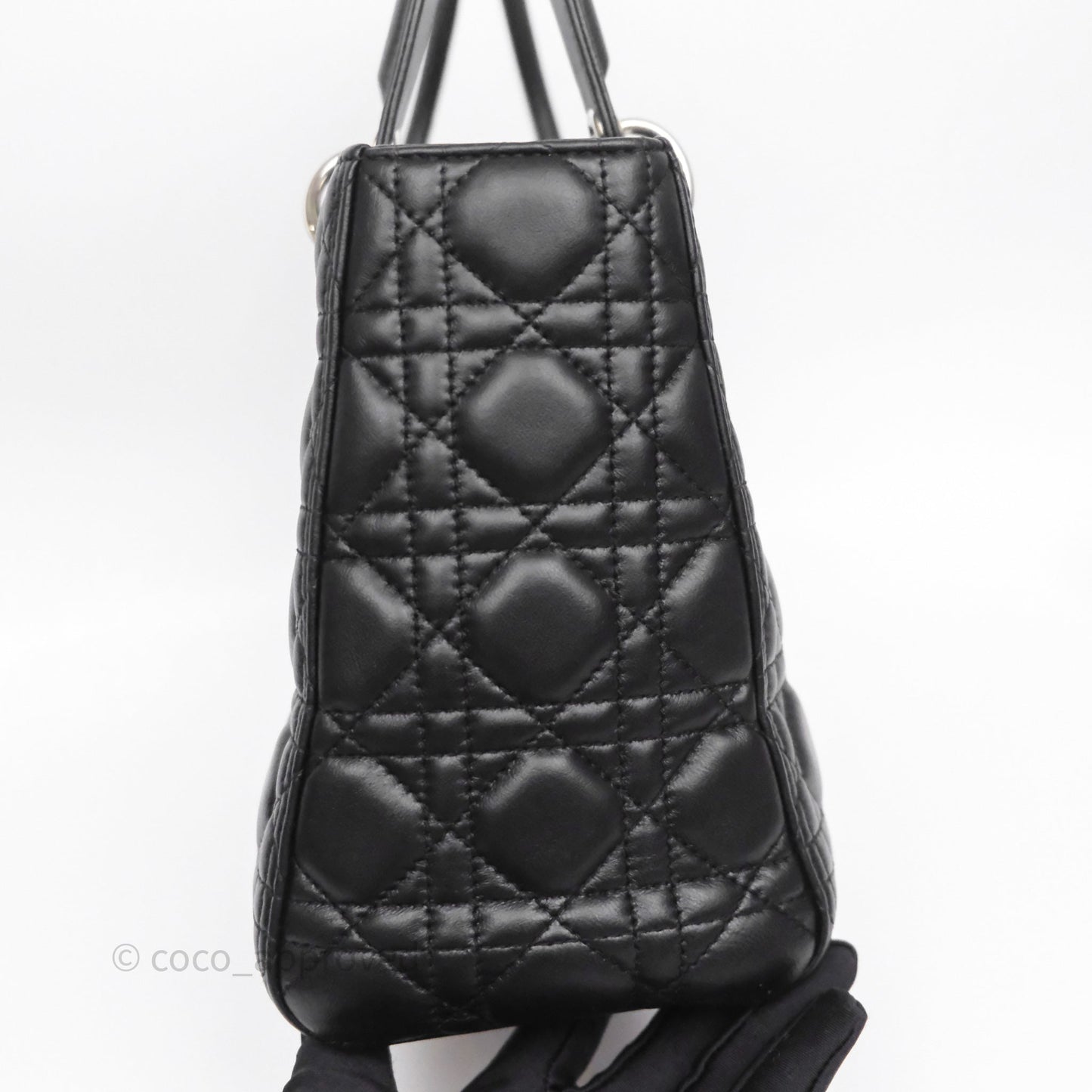 Christian Dior Medium Lady Dior Black Lambskin Silver Hardware
