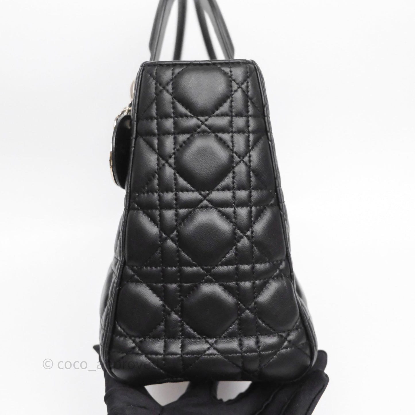 Christian Dior Medium Lady Dior Black Lambskin Silver Hardware