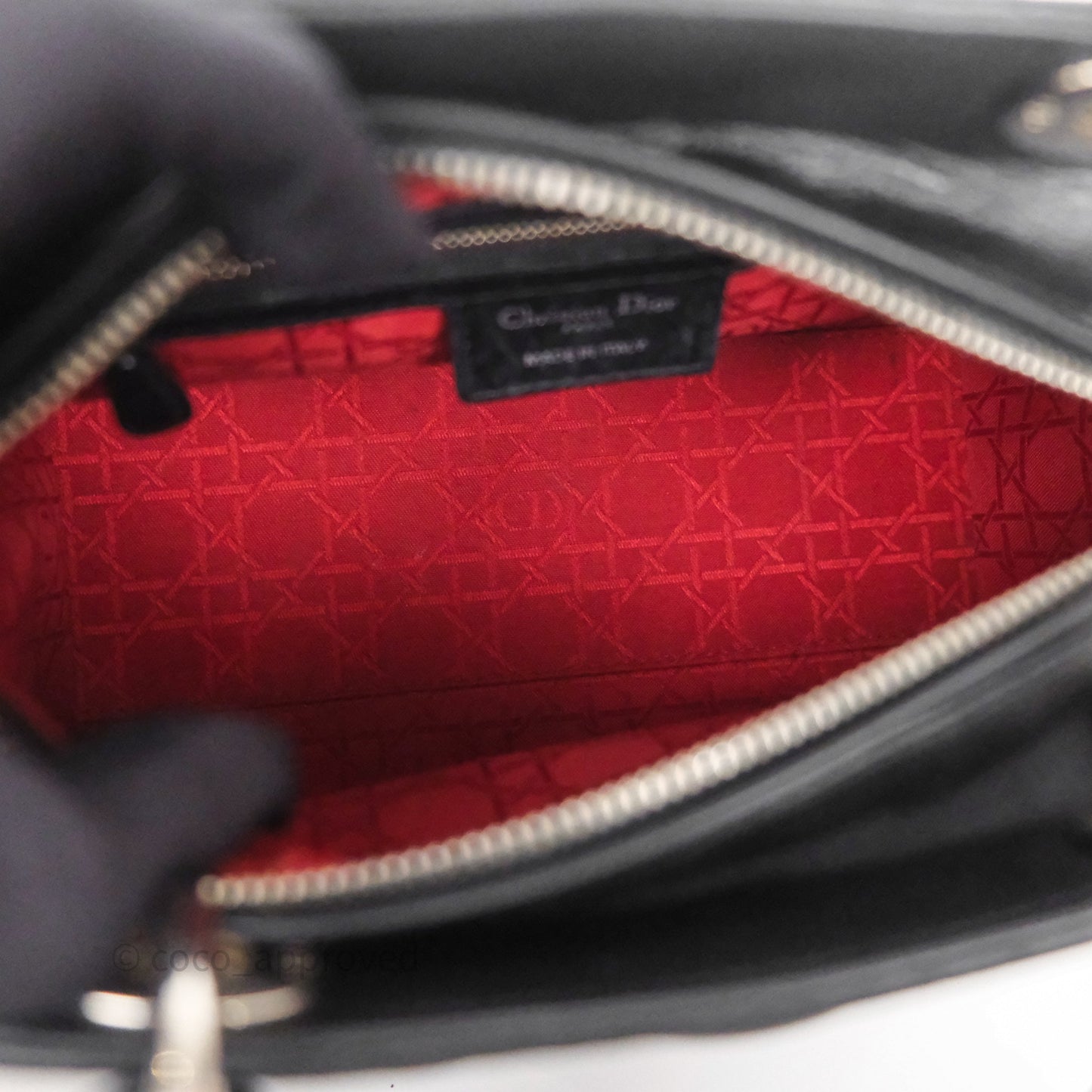 Christian Dior Medium Lady Dior Black Lambskin Silver Hardware