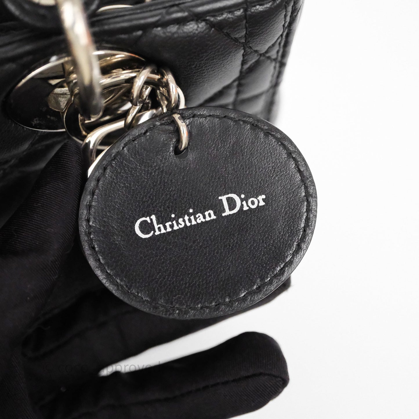 Christian Dior Medium Lady Dior Black Lambskin Silver Hardware