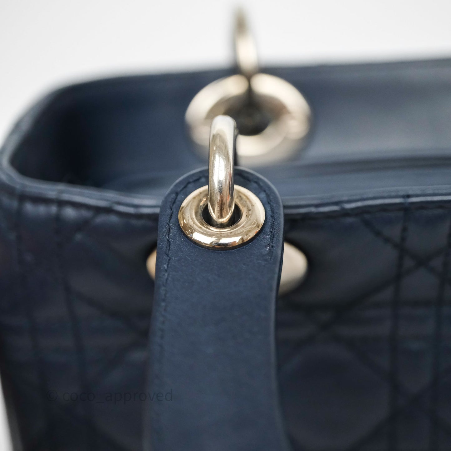 Christian Dior Medium Lady Dior Navy Lambskin Silver Hardware