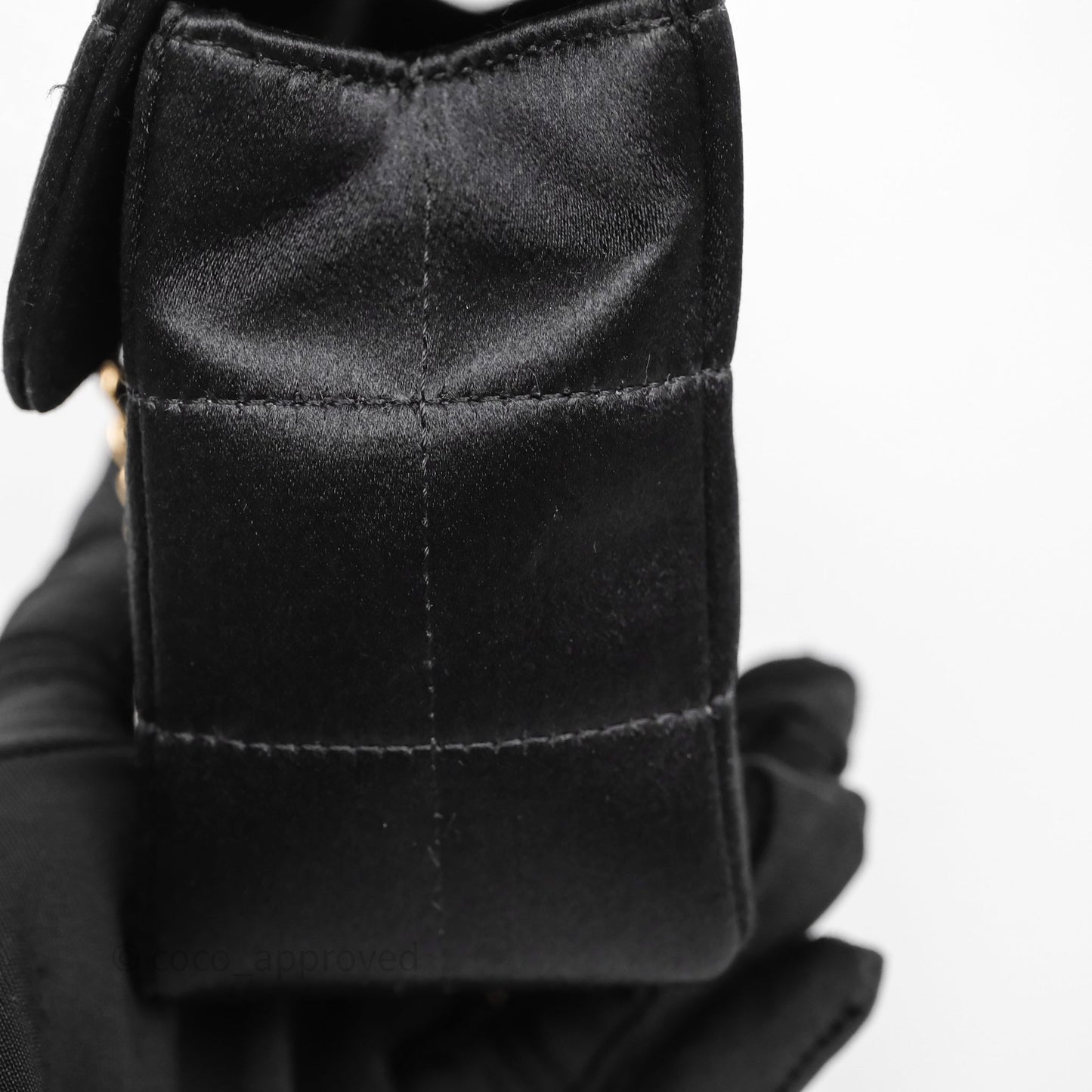 Chanel Vintage Mini Chocolate Bar Camellia Flap Black Velvet Gold Hardware