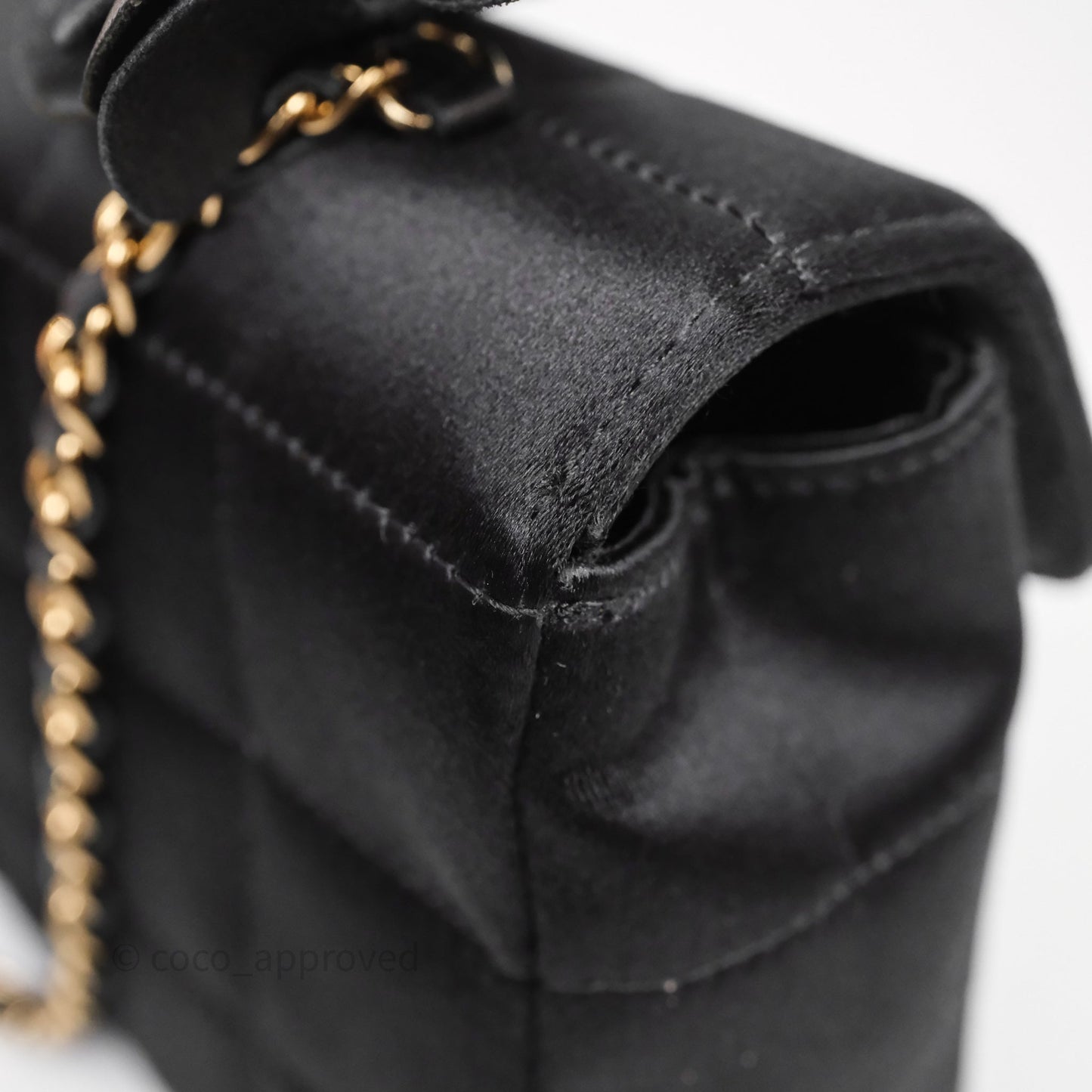 Chanel Vintage Mini Chocolate Bar Camellia Flap Black Velvet Gold Hardware