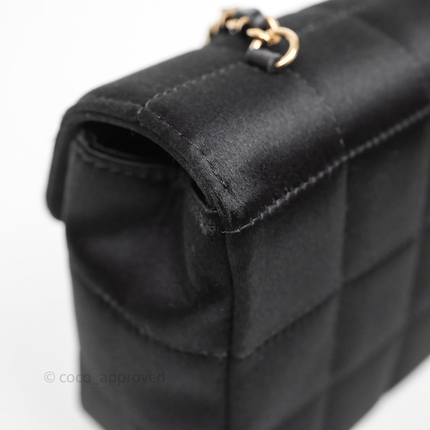 Chanel Vintage Mini Chocolate Bar Camellia Flap Black Velvet Gold Hardware