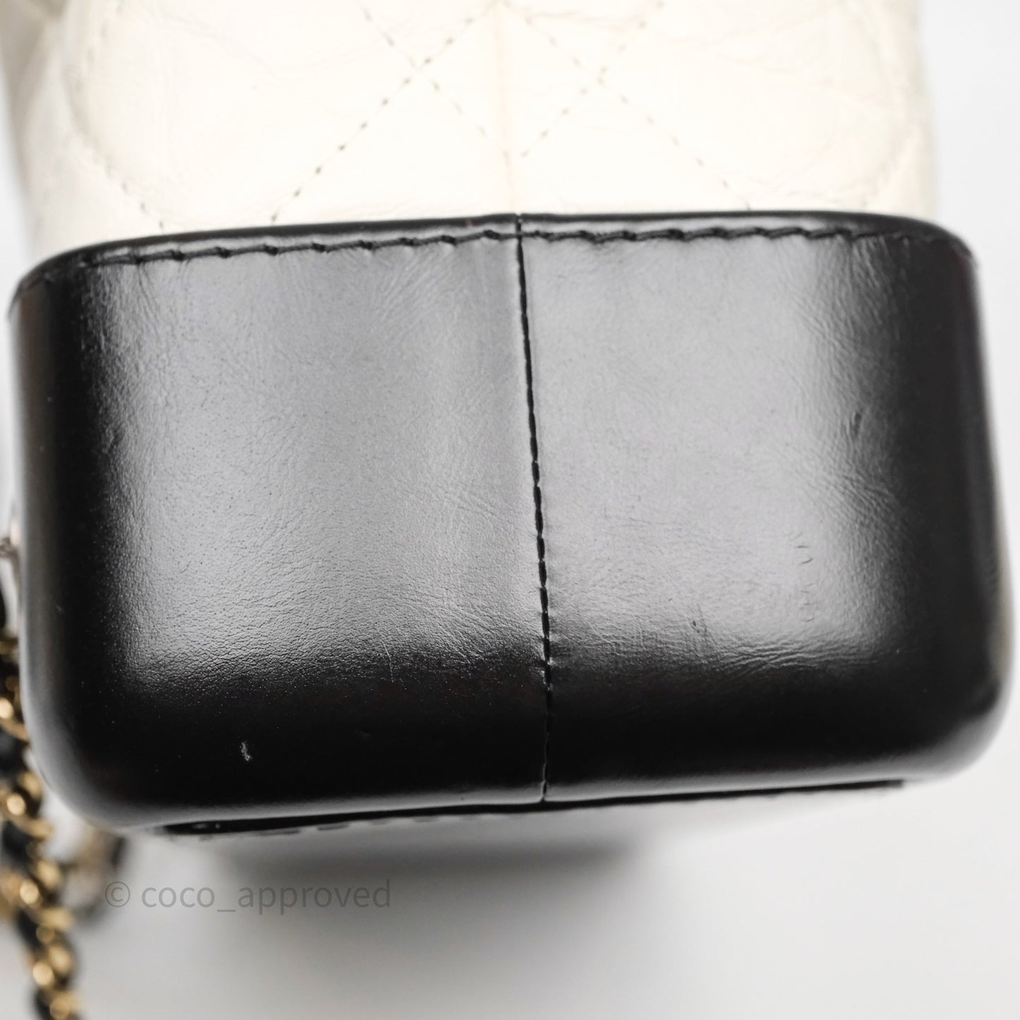 Chanel Small Gabrielle Backpack White Black Aged Calfskin