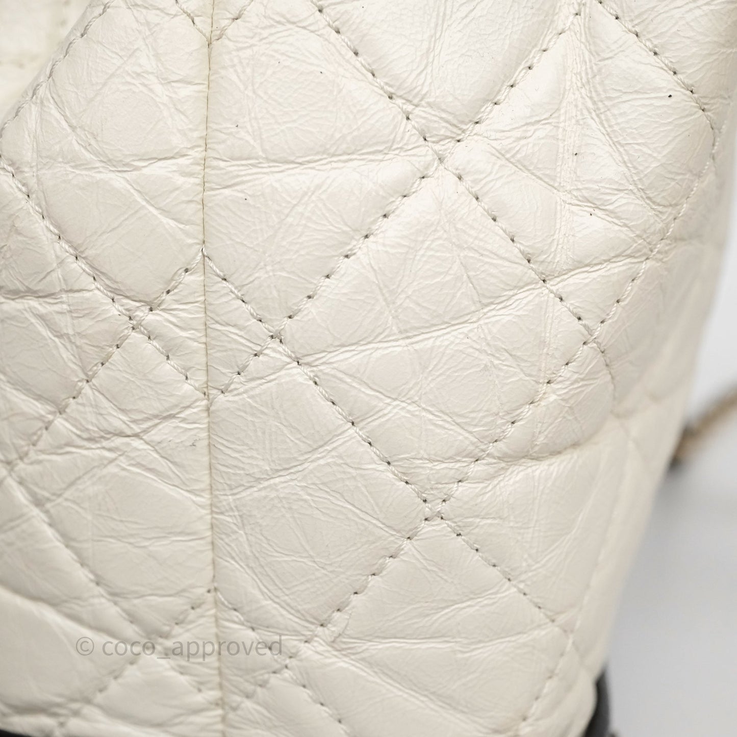 Chanel Small Gabrielle Backpack White Black Aged Calfskin