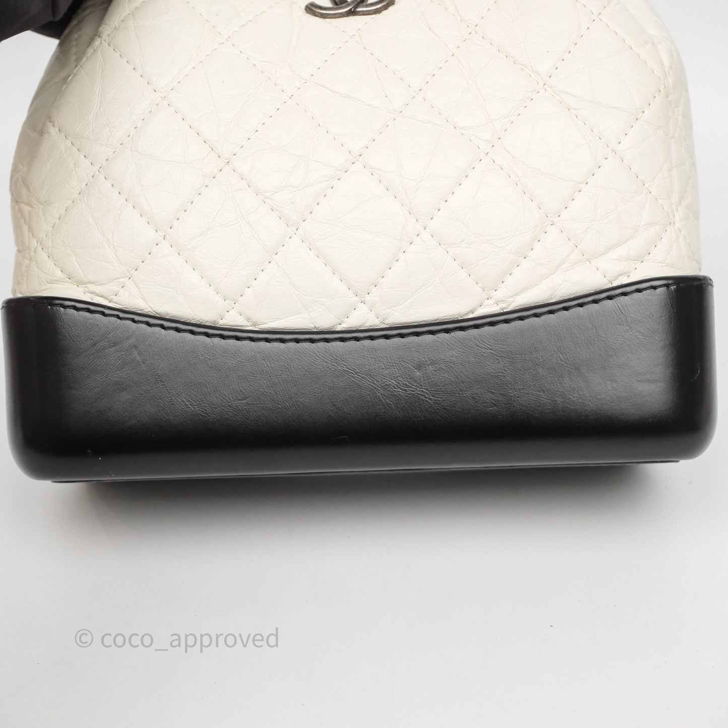 Chanel Small Gabrielle Backpack White Black Aged Calfskin