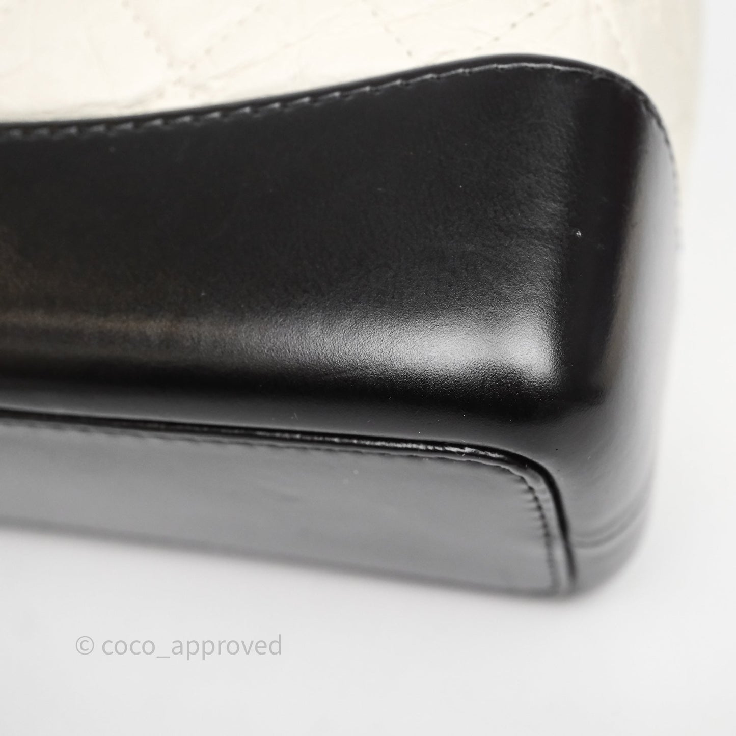 Chanel Small Gabrielle Backpack White Black Aged Calfskin