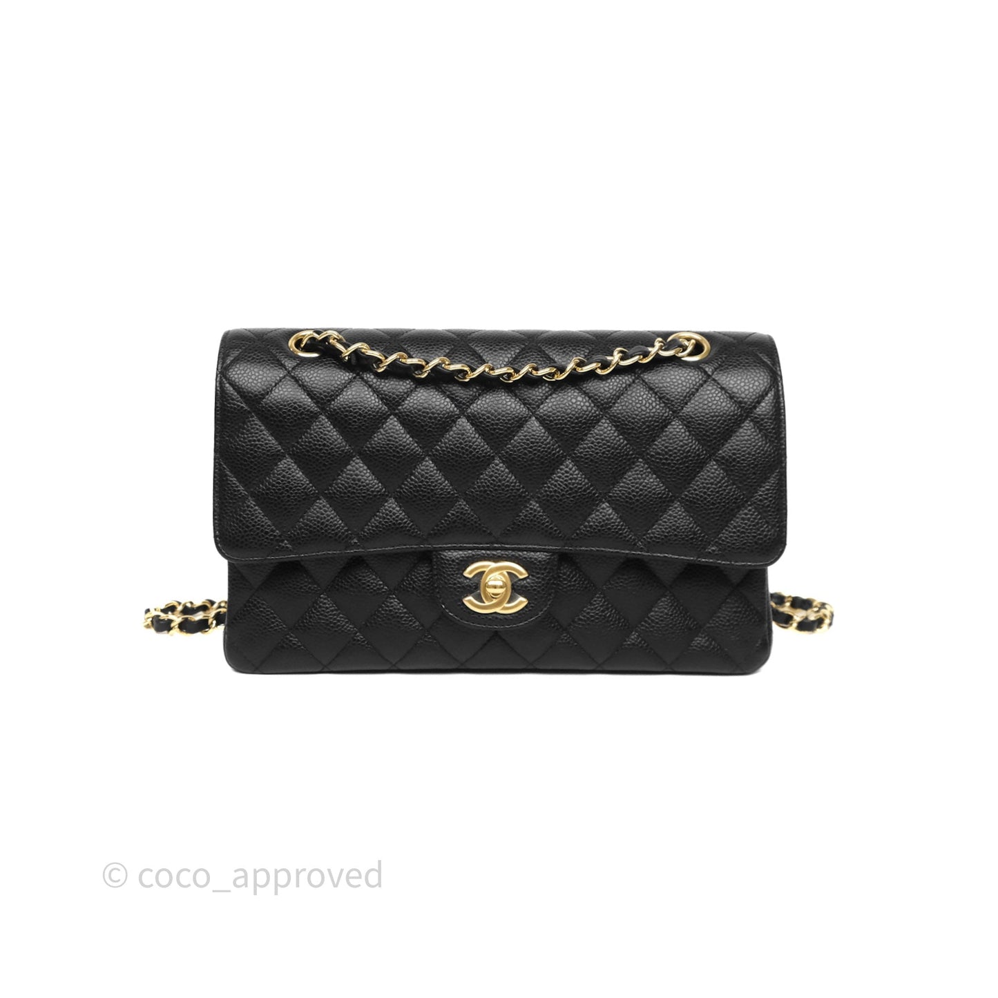 Chanel Classic M/L Medium Flap Quilted Black Caviar Gold Hardware