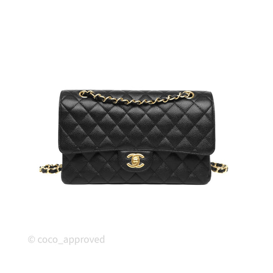 Chanel Classic M/L Medium Flap Quilted Black Caviar Gold Hardware