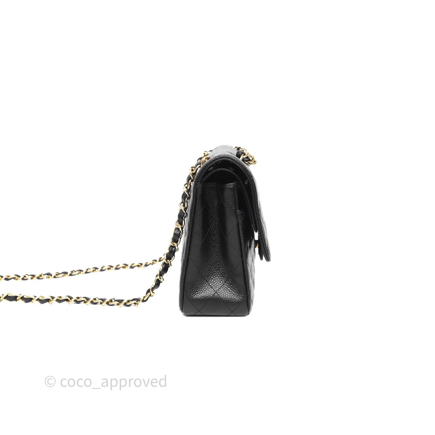 Chanel Classic M/L Medium Flap Quilted Black Caviar Gold Hardware